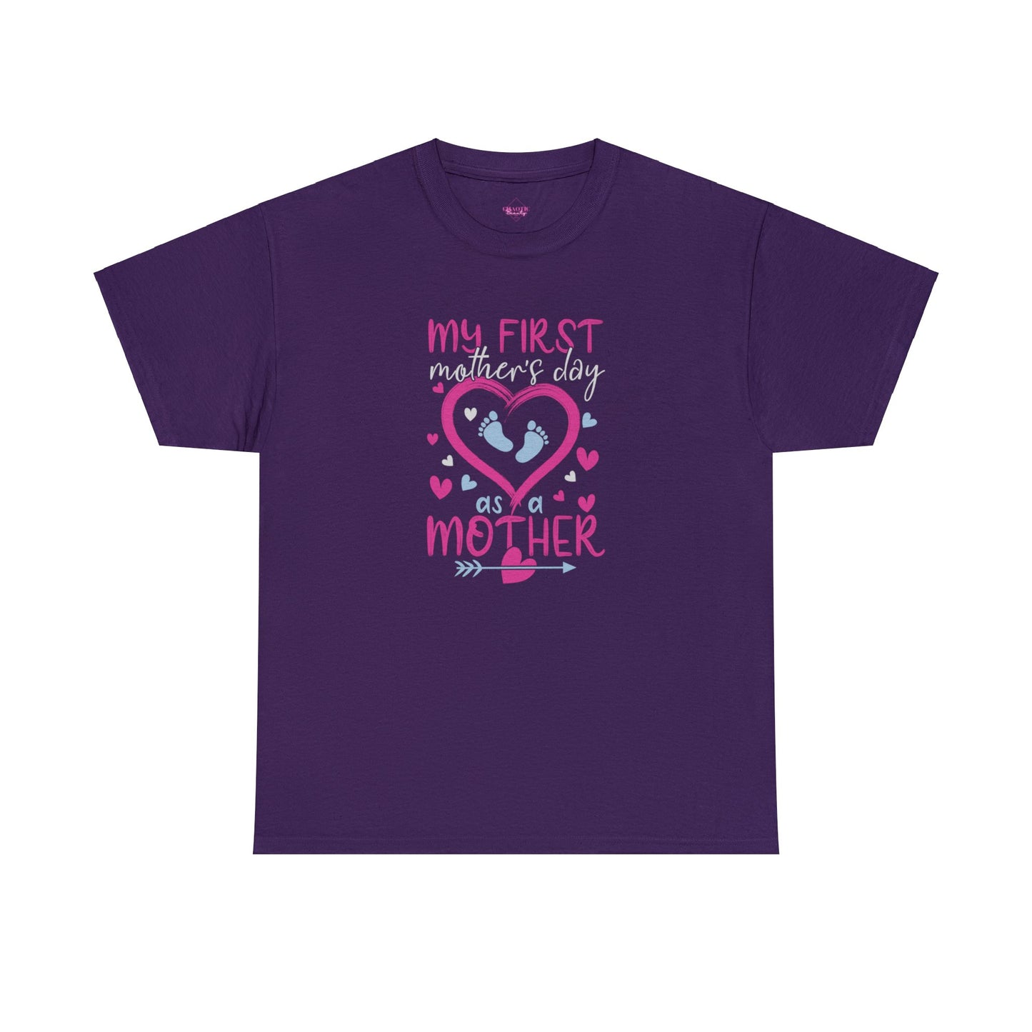 My 1st Mothers Day as a Mom Pink & Blue Unisex Heavy Cotton Tee