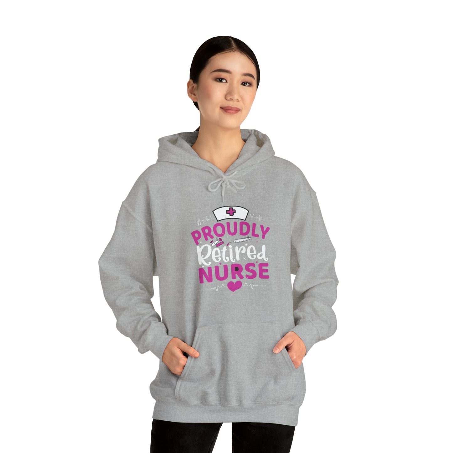 Proudly Retired Nurse Unisex Heavy Blend™ Hooded Sweatshirt