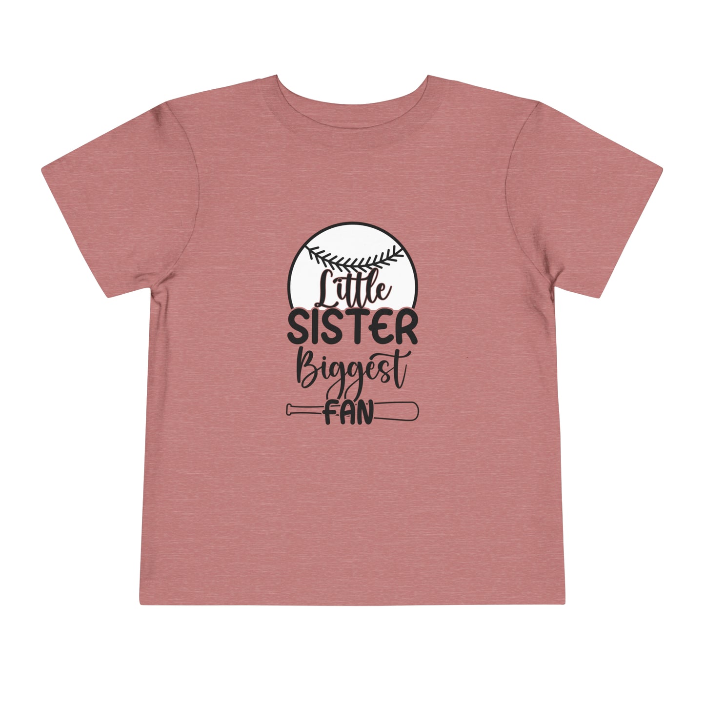 Little Sister Biggest Fan baseball Toddler Short Sleeve Tee