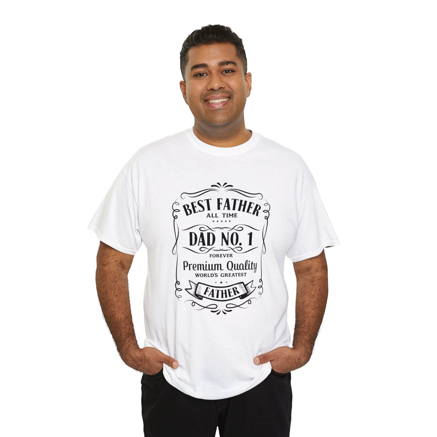 Best Father NO.1 whiskey label design Unisex Heavy Cotton Tee