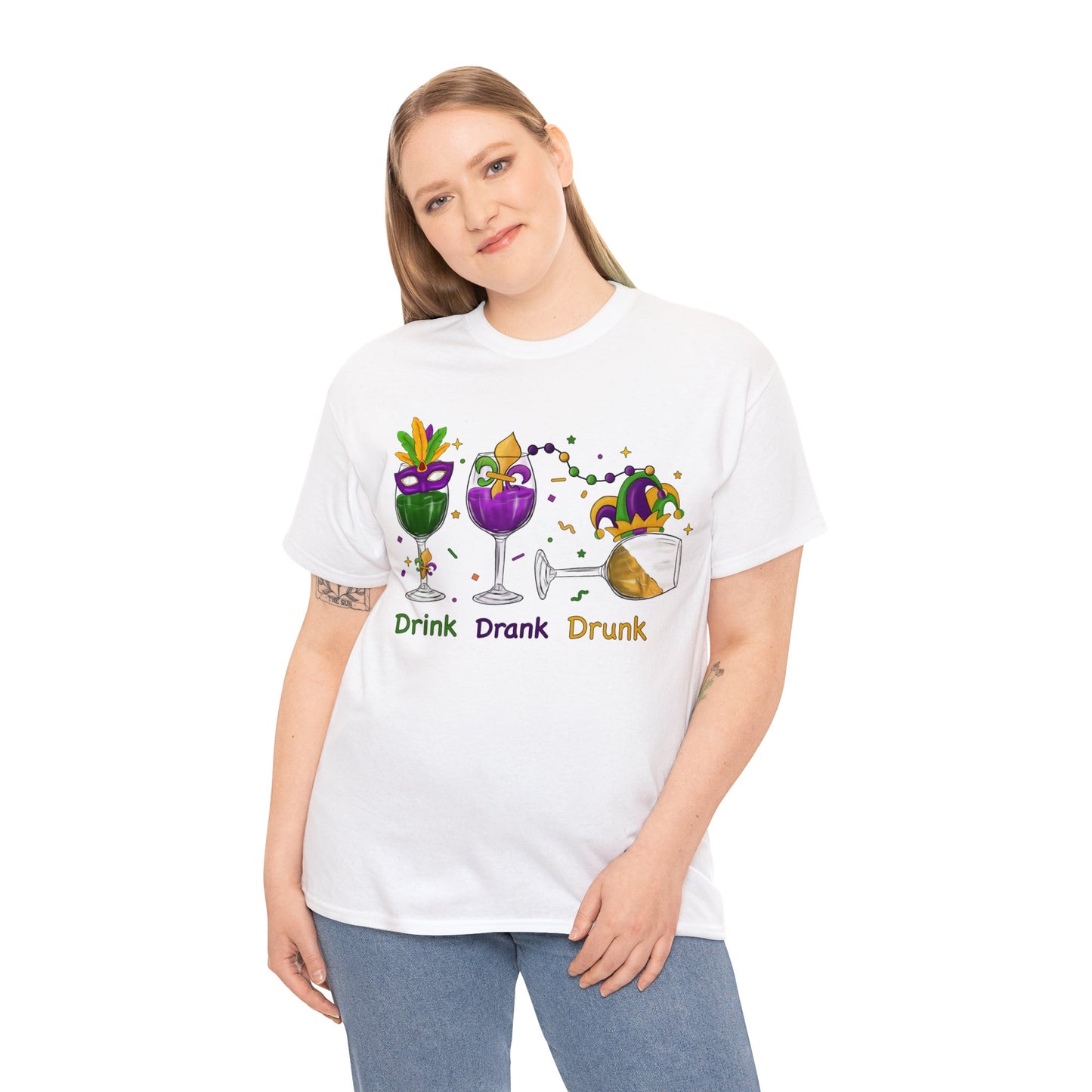 Mardi Gras Drink Drank Drunk Unisex Heavy Cotton Tee