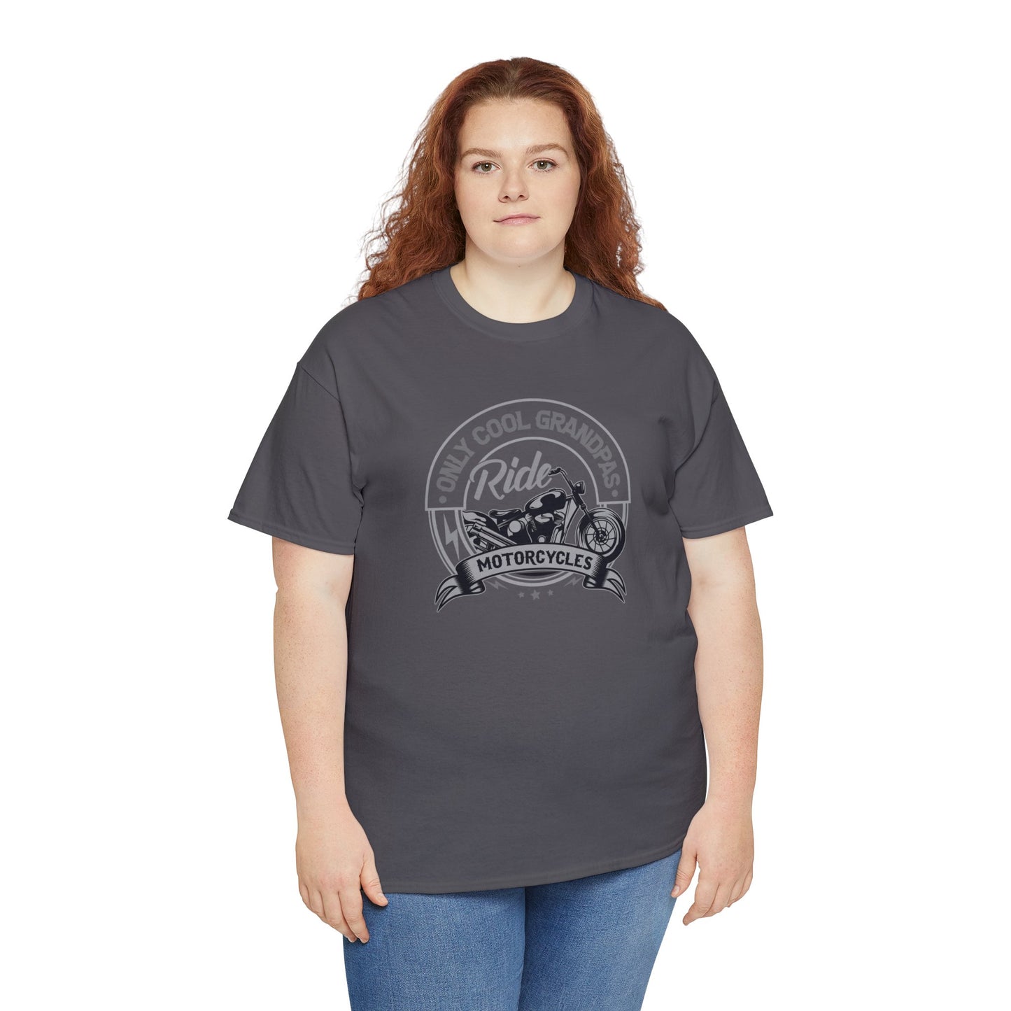 Only Cool Grandpas Ride Motorcycles Unisex Heavy Cotton Tee