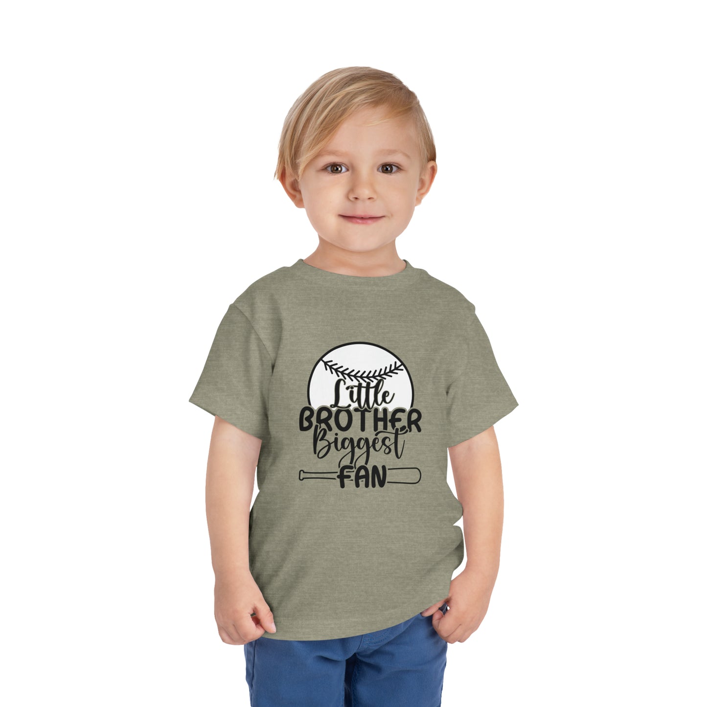 Little Brother Biggest Fan baseball Toddler Short Sleeve Tee