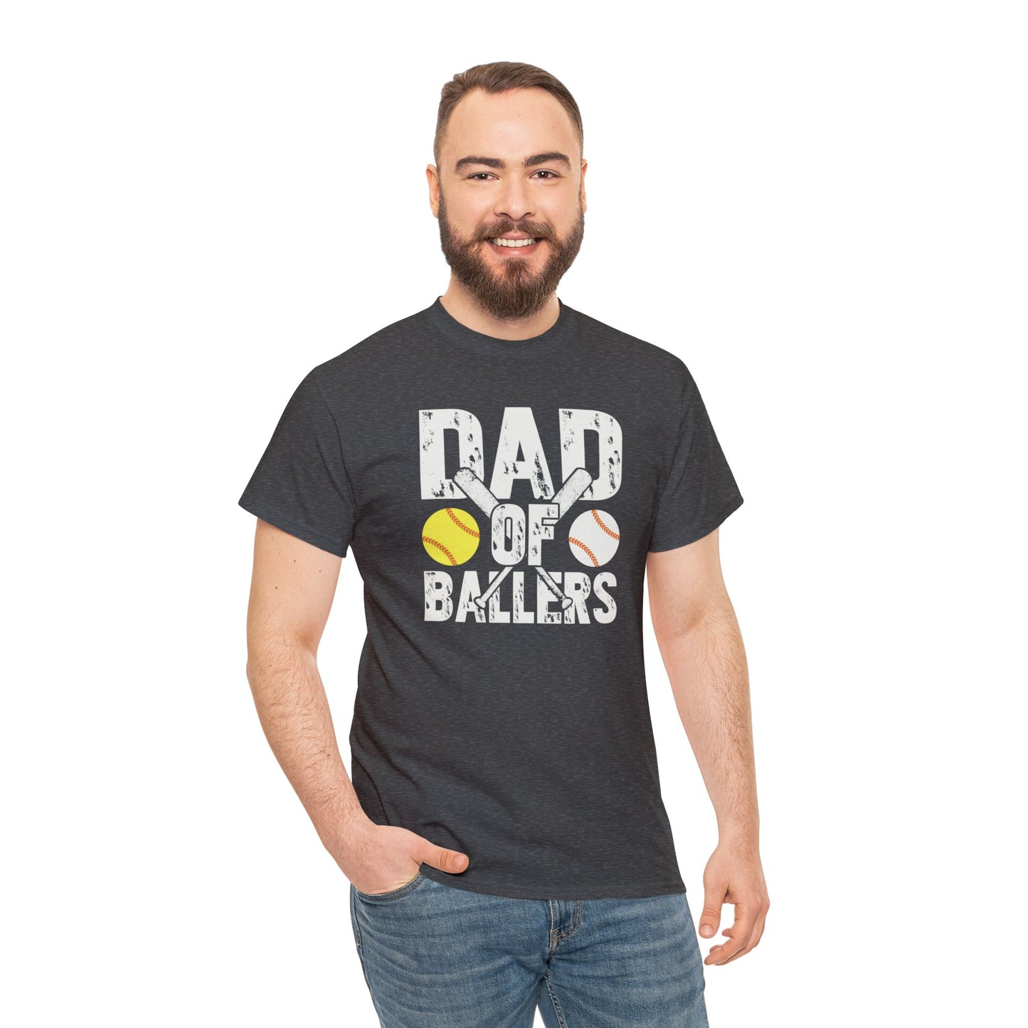 Dad of Ballers baseball shirt Unisex Heavy Cotton Tee