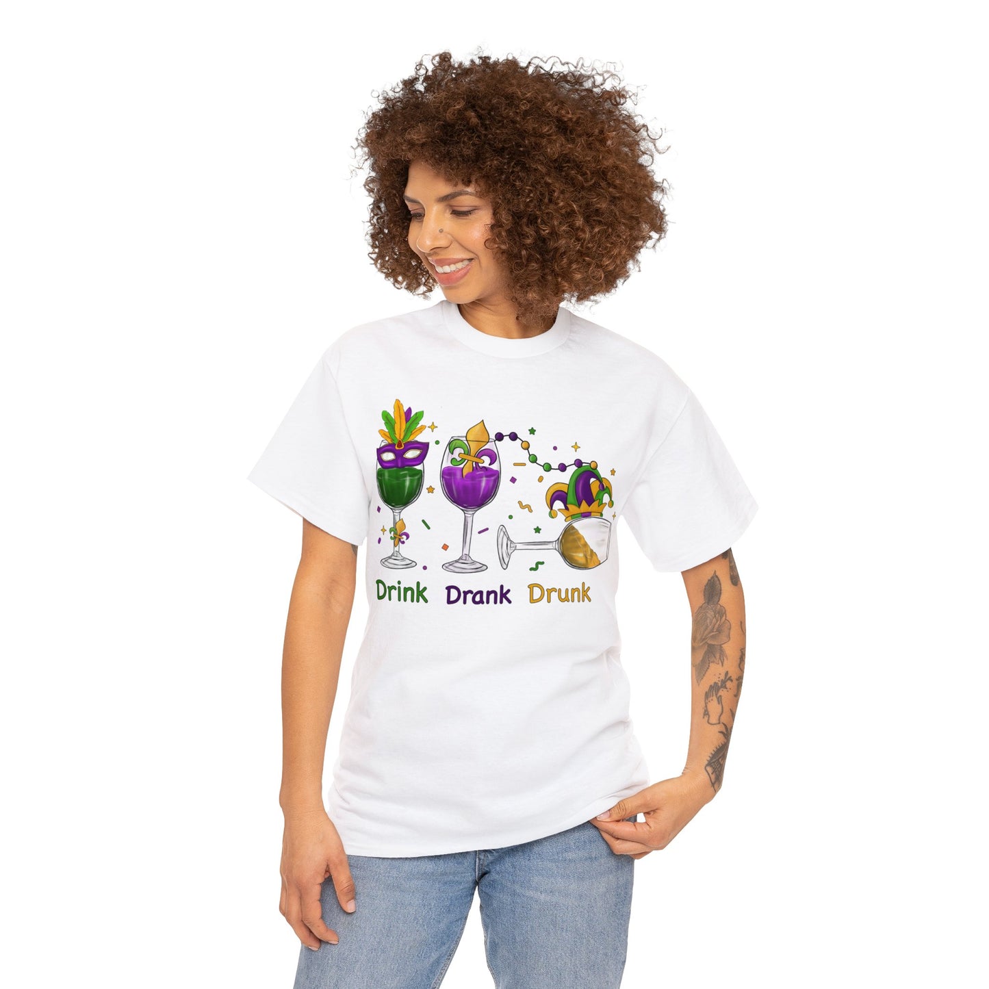 Mardi Gras Drink Drank Drunk Unisex Heavy Cotton Tee