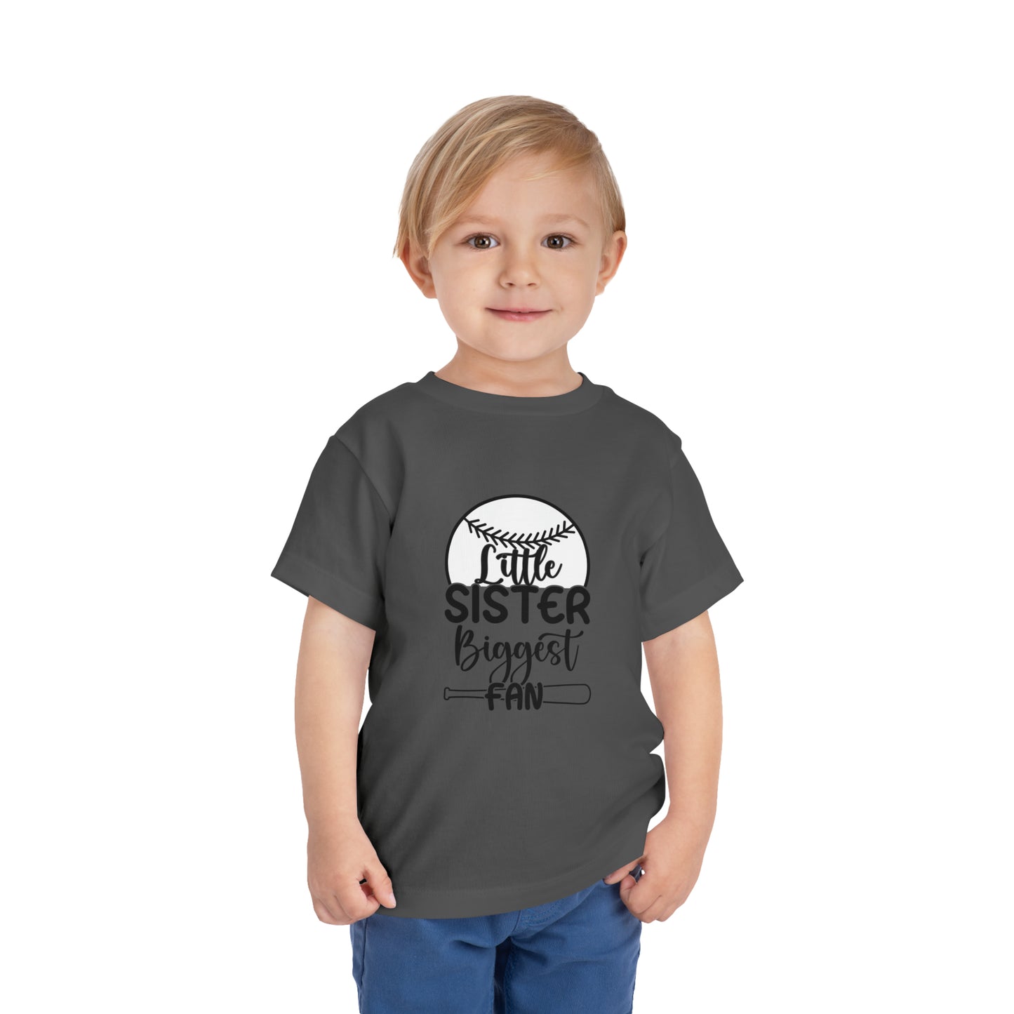 Little Sister Biggest Fan baseball Toddler Short Sleeve Tee