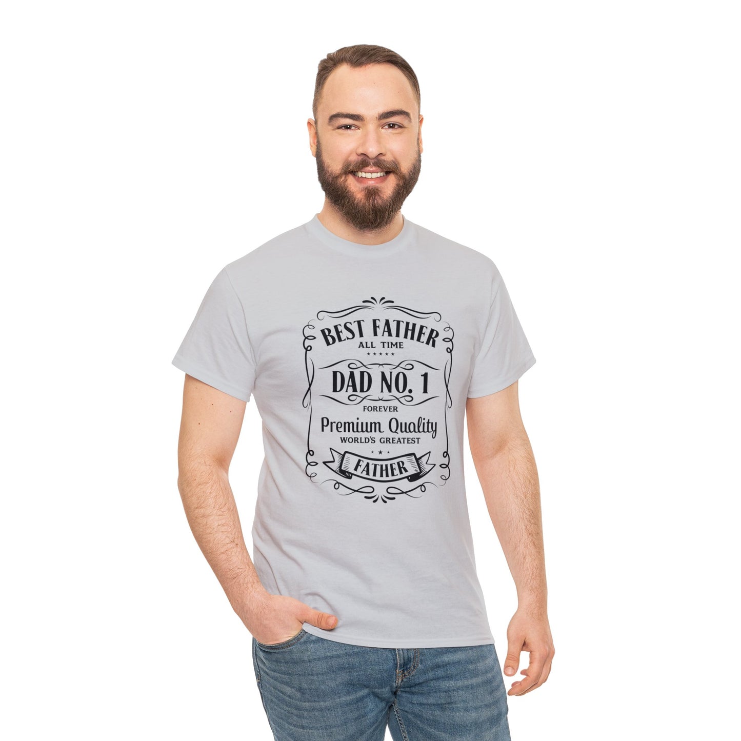 Best Father NO.1 whiskey label design Unisex Heavy Cotton Tee