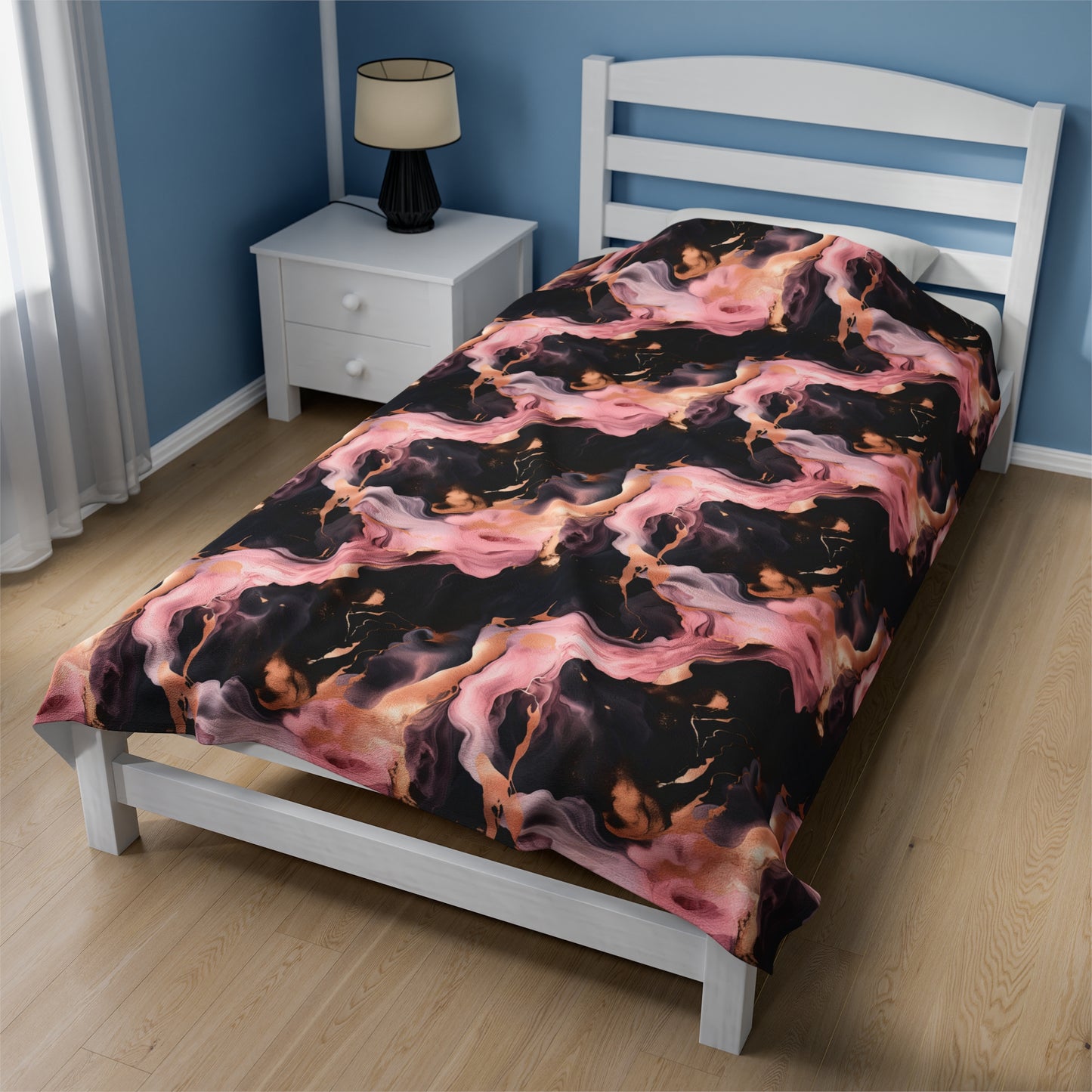 Pink & Black Marble Velveteen Plush Blanket