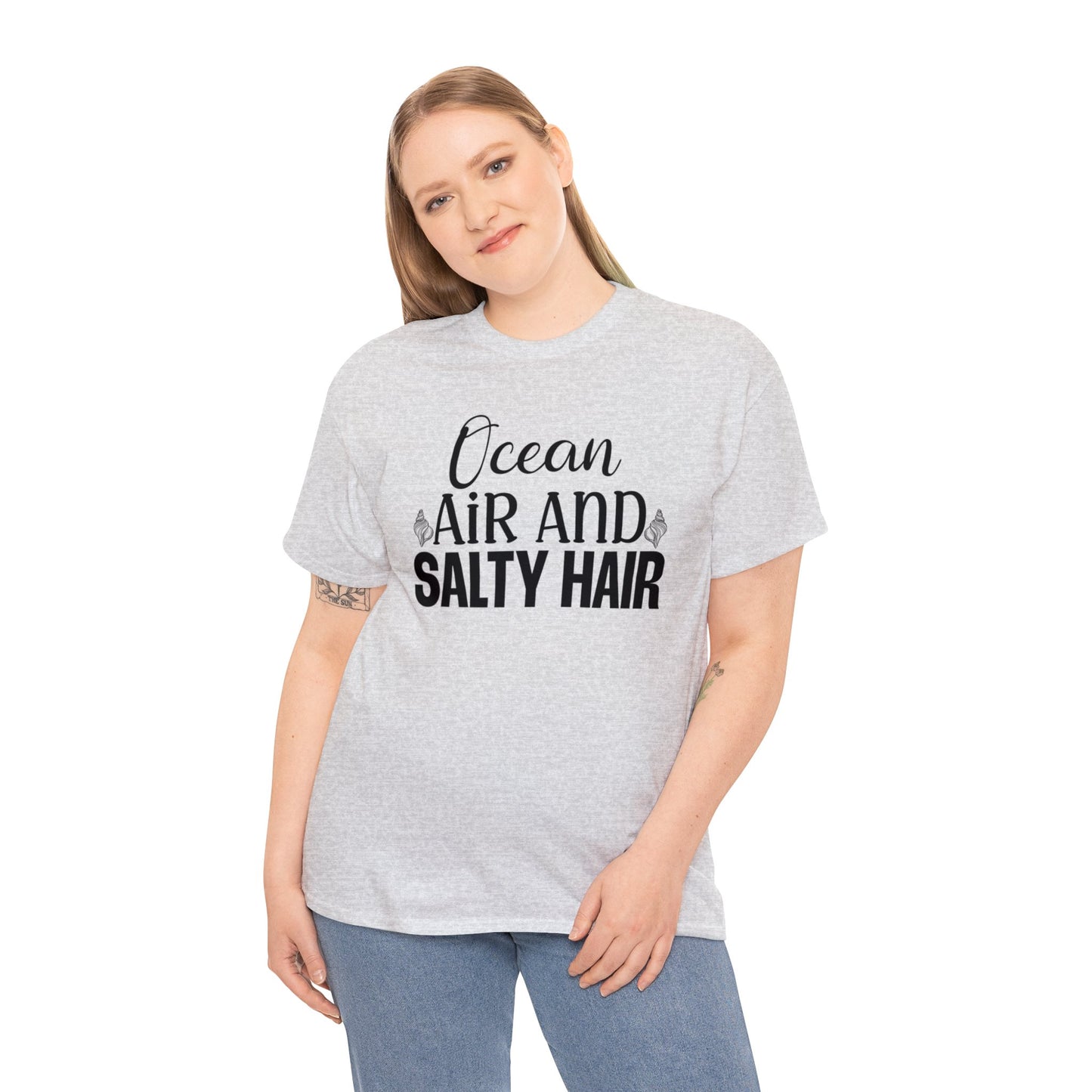 Ocean Air and Salty Hair Unisex Heavy Cotton Tee