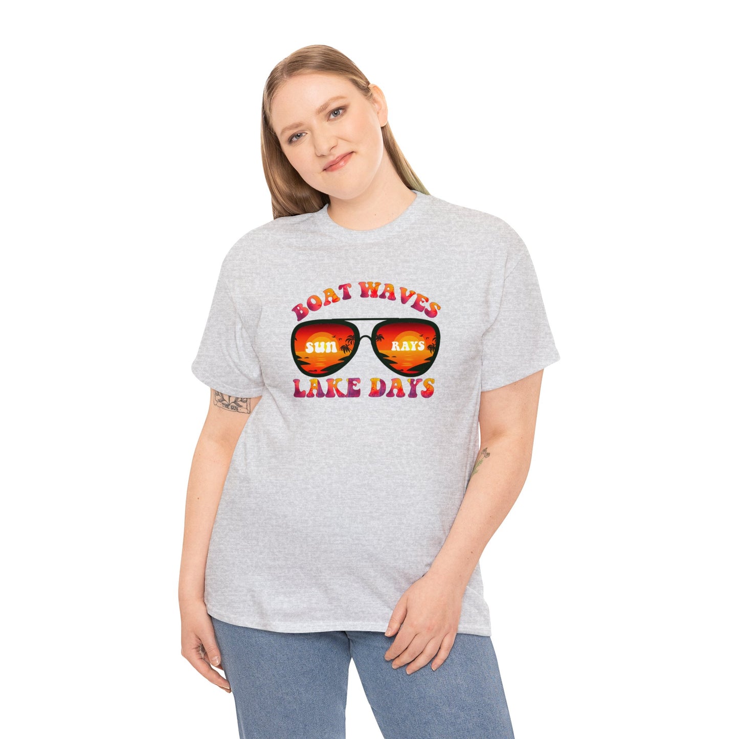 BEACH WAVES LAKE DAYS Unisex Heavy Cotton Tee