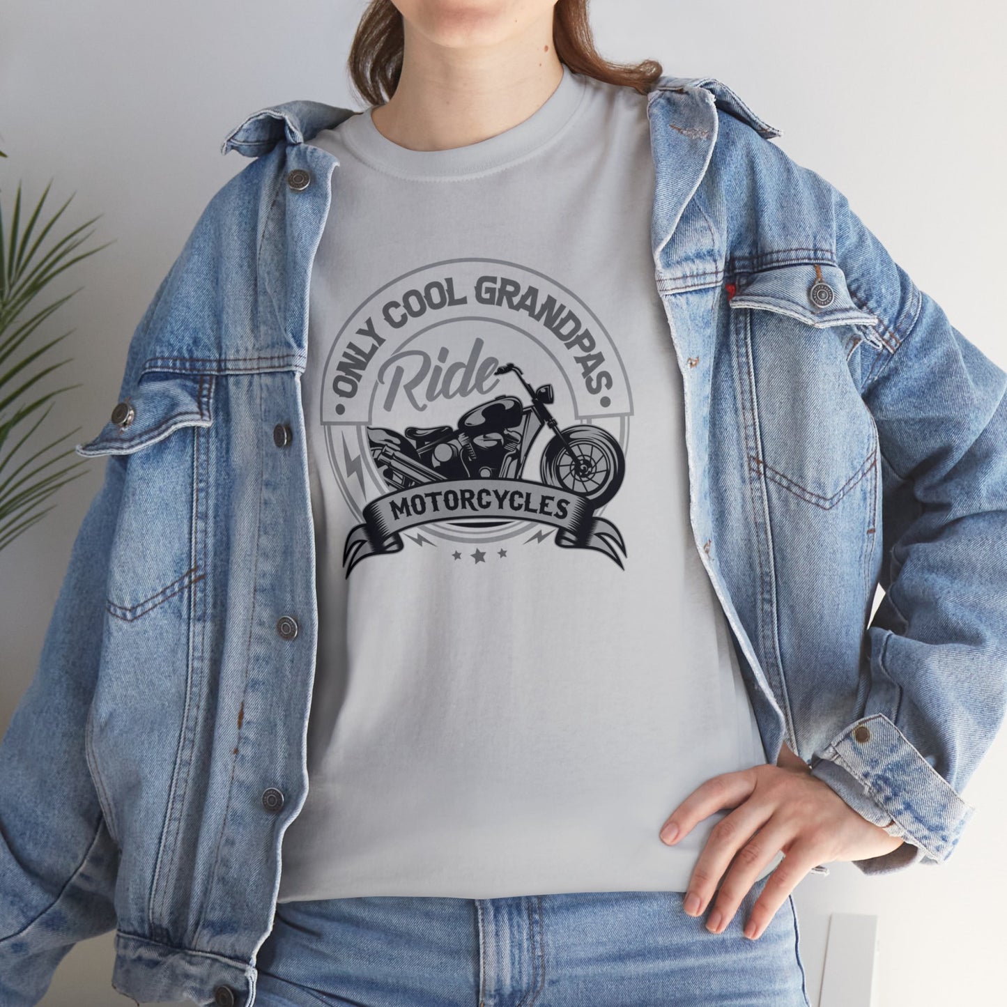 Only Cool Grandpas Ride Motorcycles Unisex Heavy Cotton Tee