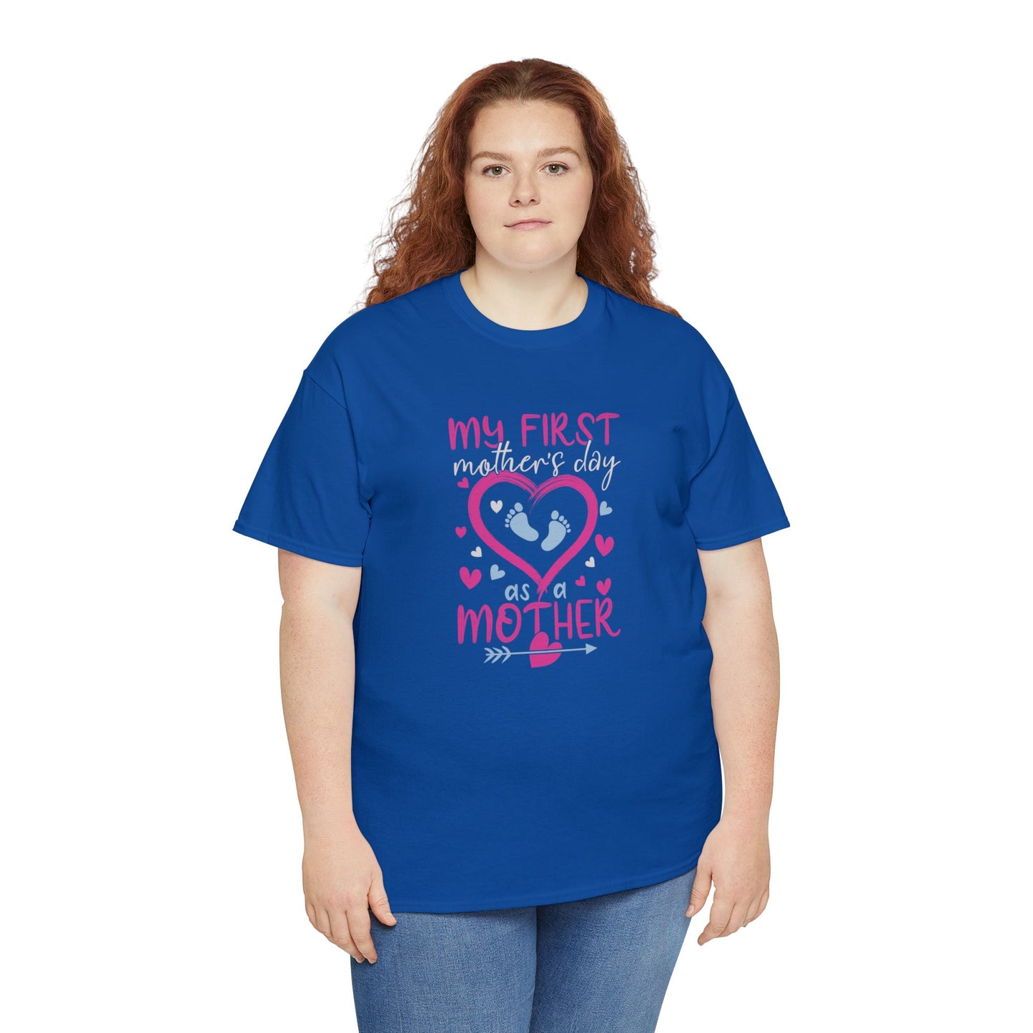 My 1st Mothers Day as a Mom Pink & Blue Unisex Heavy Cotton Tee