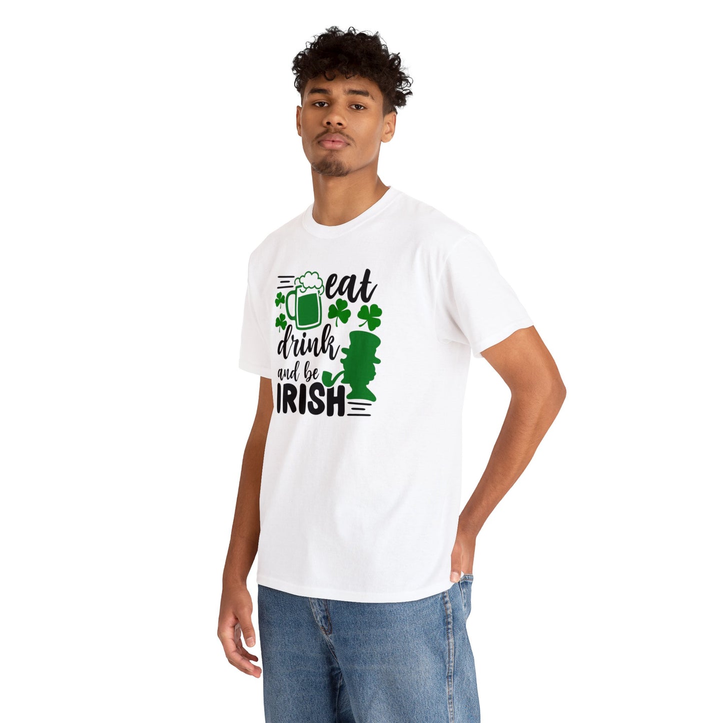 Eat Drink & Be Irish St Patricks Day Unisex Heavy Cotton Tee
