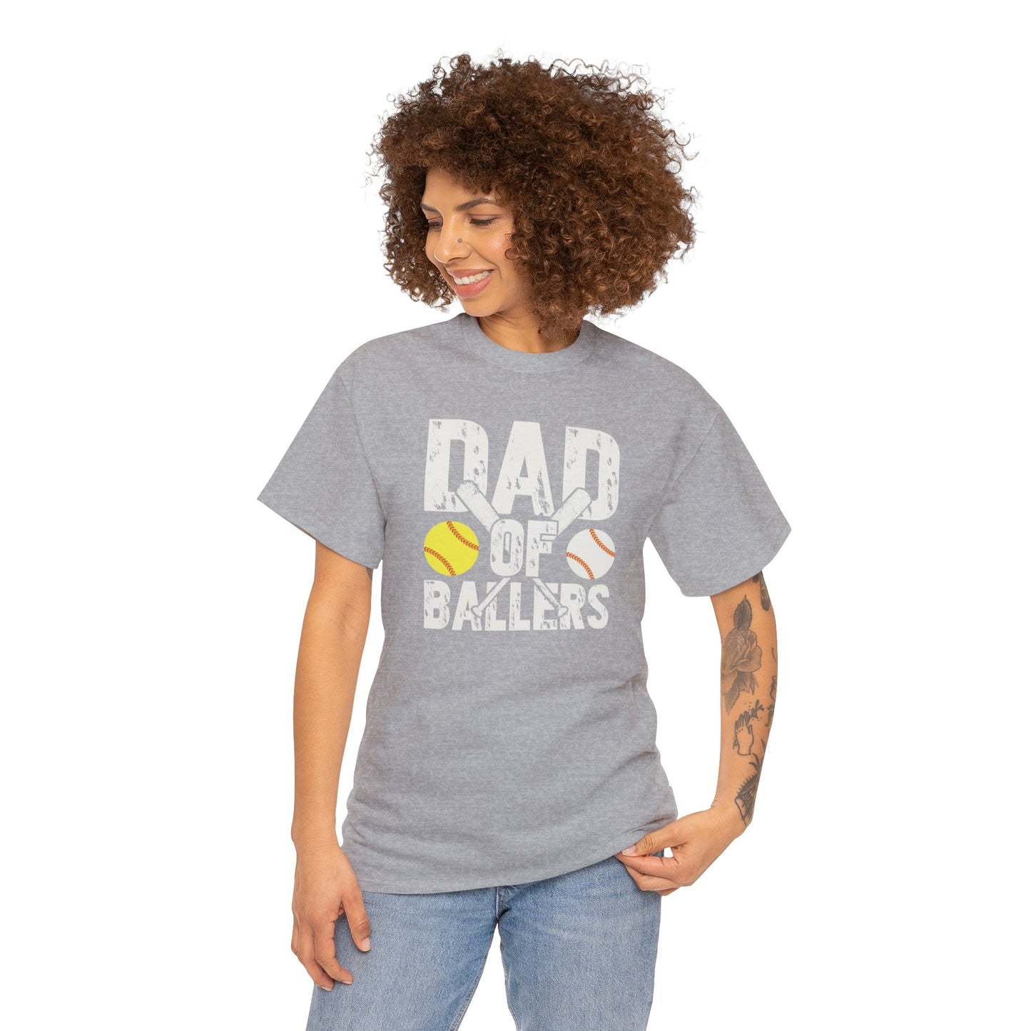 Dad of Ballers baseball shirt Unisex Heavy Cotton Tee