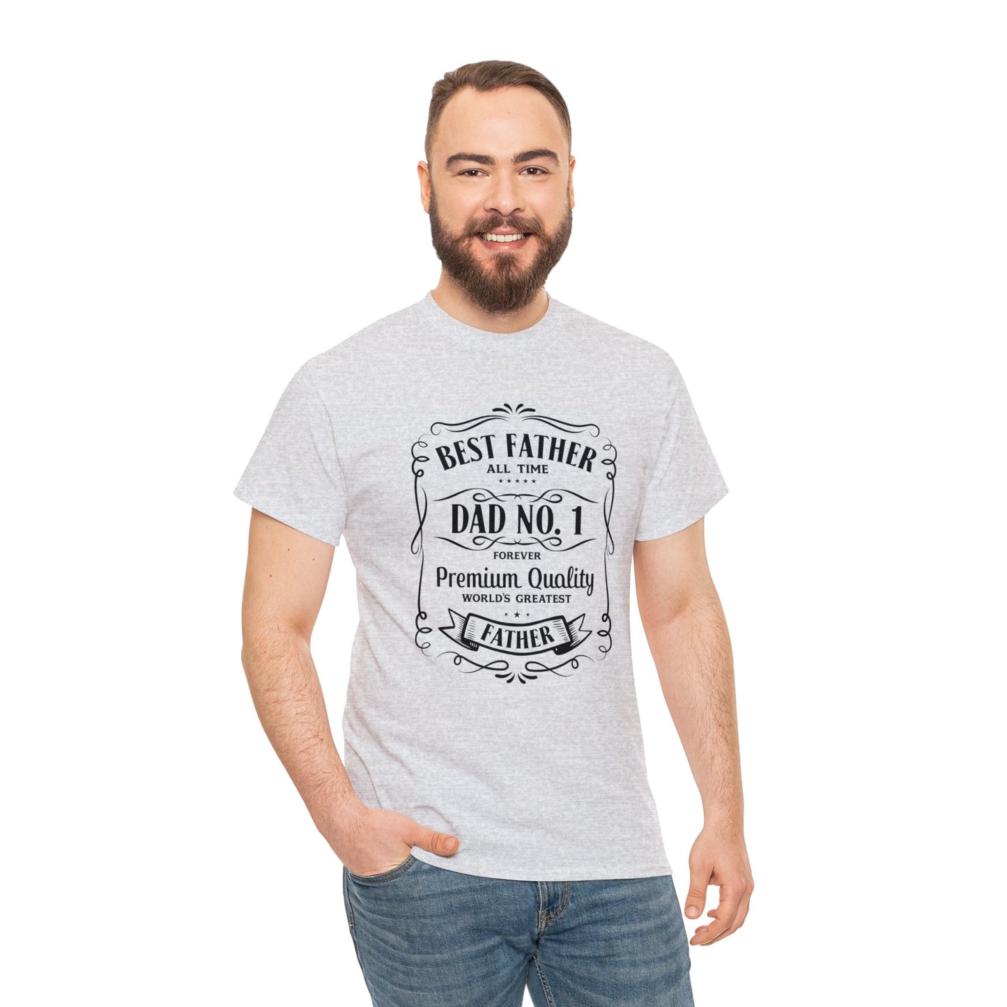 Best Father NO.1 whiskey label design Unisex Heavy Cotton Tee