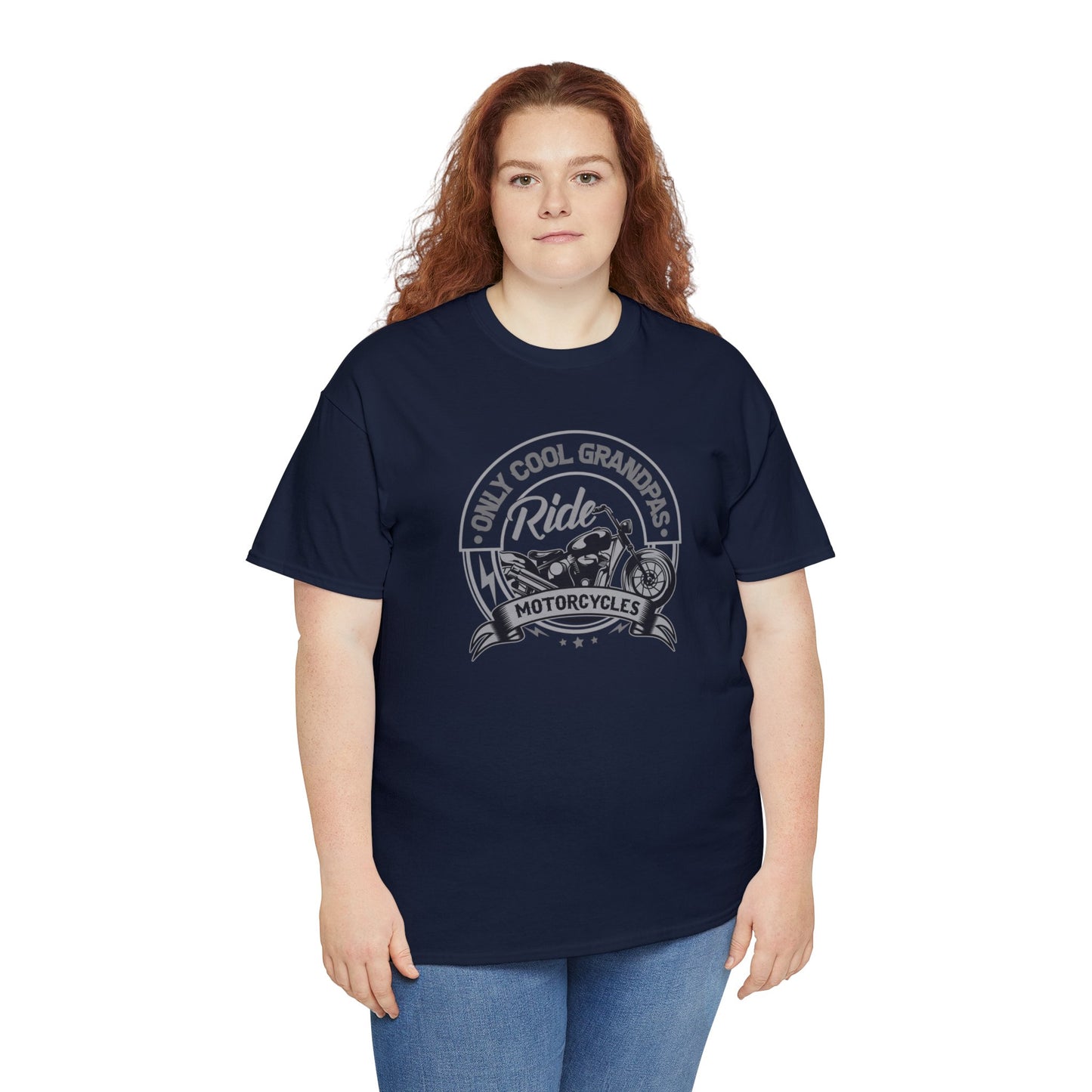 Only Cool Grandpas Ride Motorcycles Unisex Heavy Cotton Tee