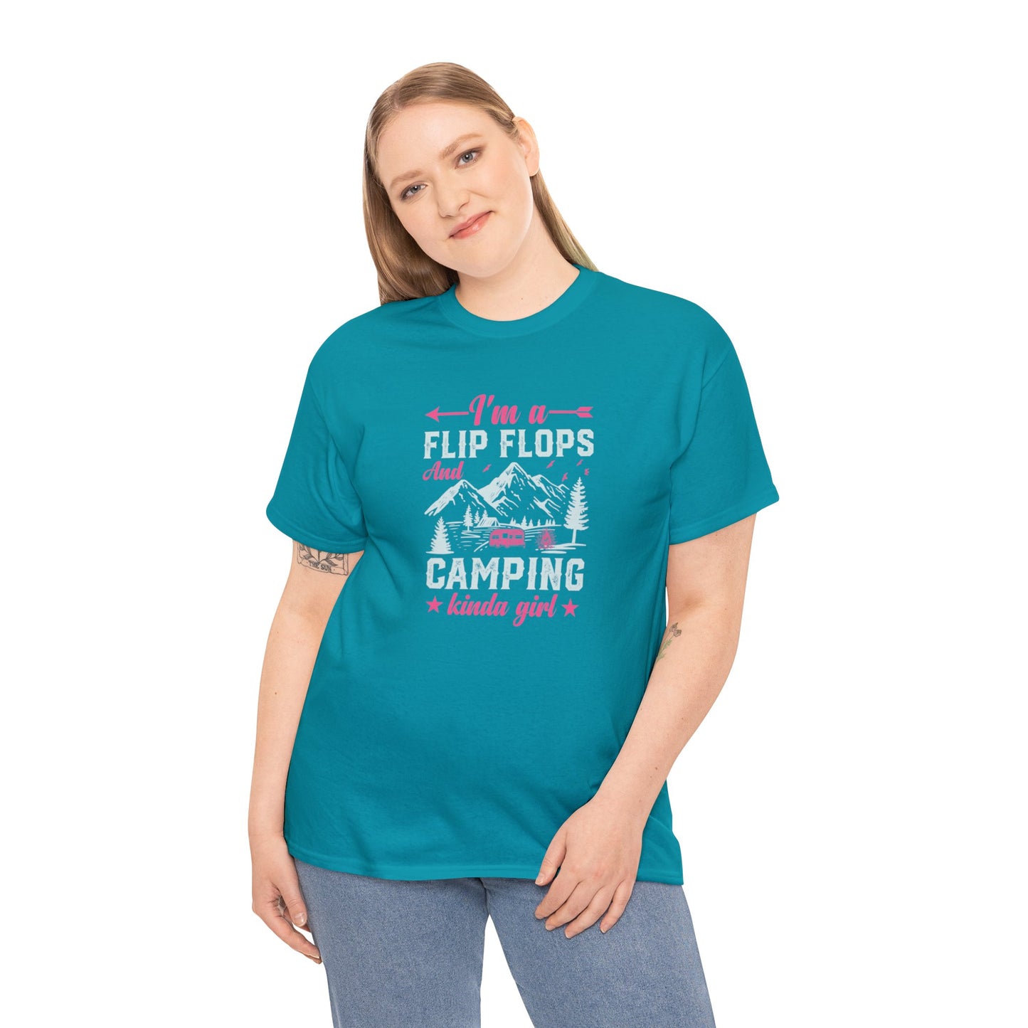 FlipFlops Camping Kinda Girl Unisex Heavy Cotton Tee