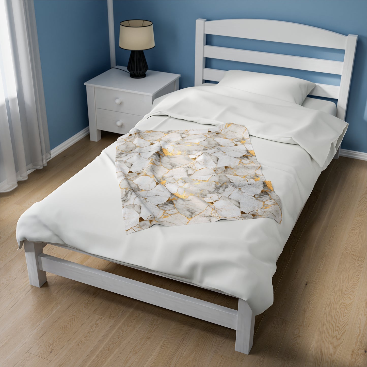 White & Gold Marble Velveteen Plush Blanket