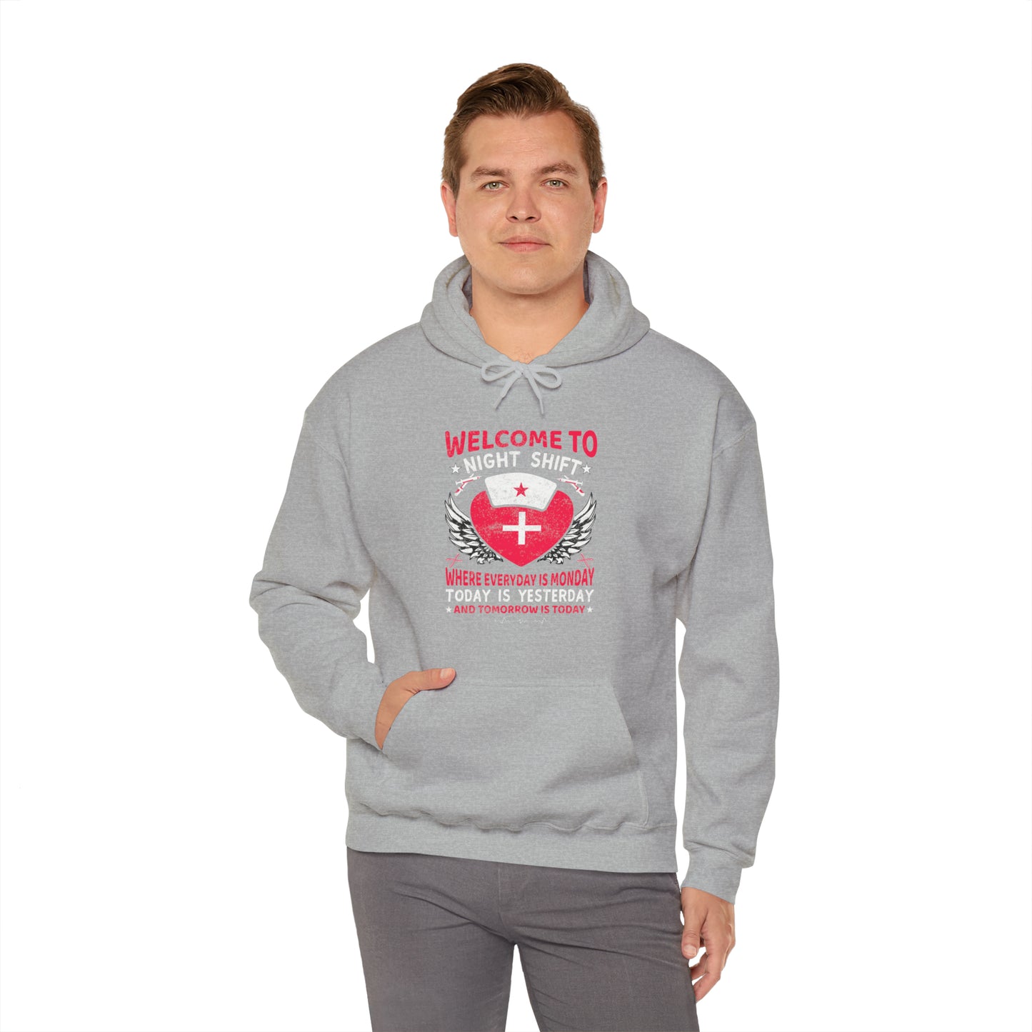 Welcome to the Nightshift Nurse Unisex Heavy Blend™ Hooded Sweatshirt