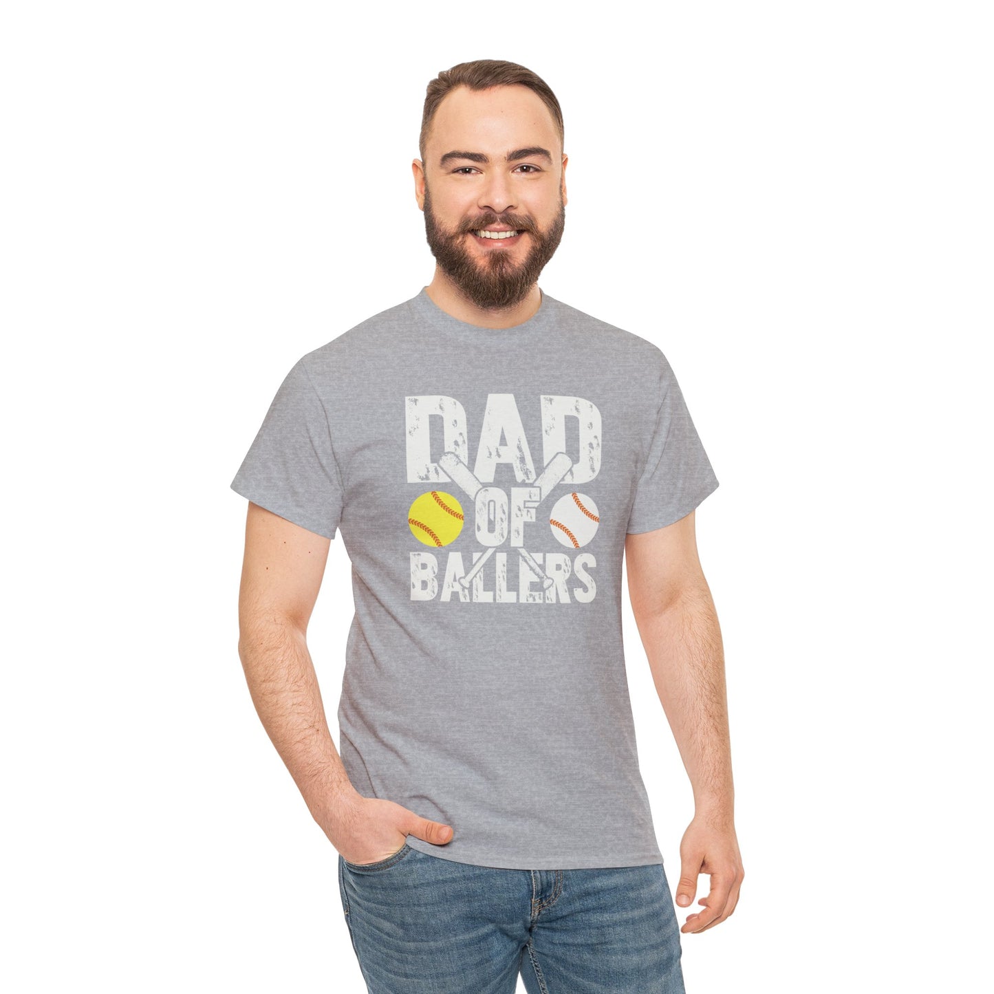 Dad of Ballers baseball shirt Unisex Heavy Cotton Tee