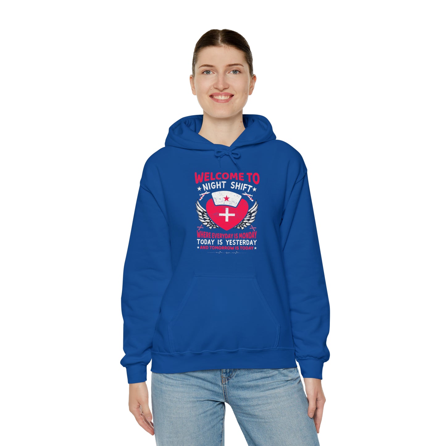 Welcome to the Nightshift Nurse Unisex Heavy Blend™ Hooded Sweatshirt