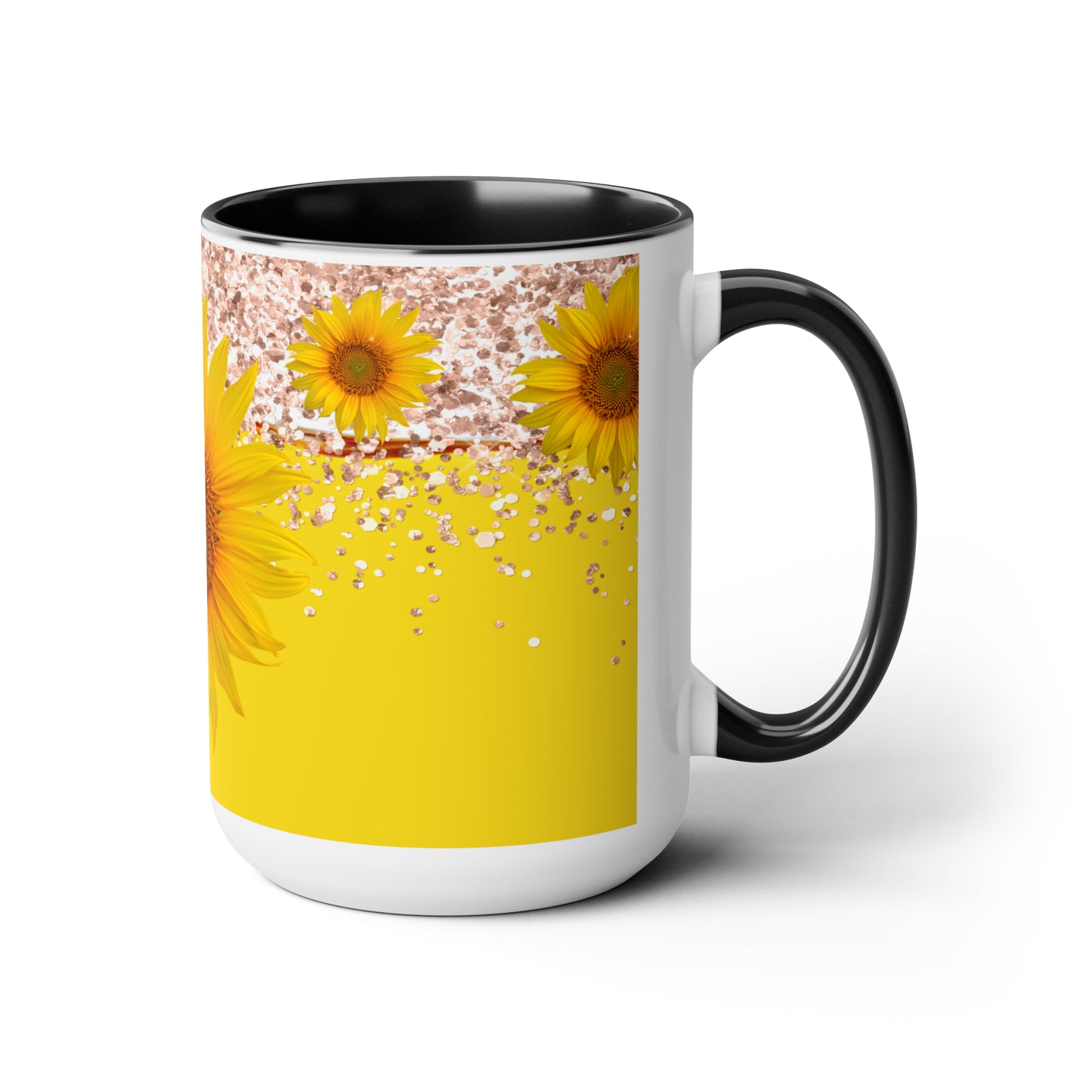 Sunflower Two-Tone Coffee Mugs, 15oz