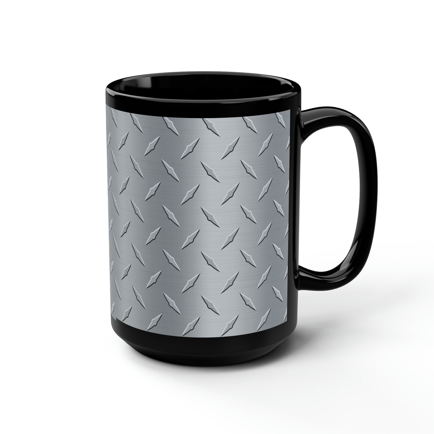 Diamond Plate Black Mug, 15oz