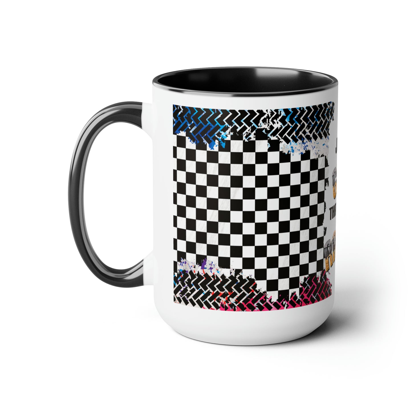 Just a Girl That Loves Racing Two-Tone Coffee Mugs, 15oz