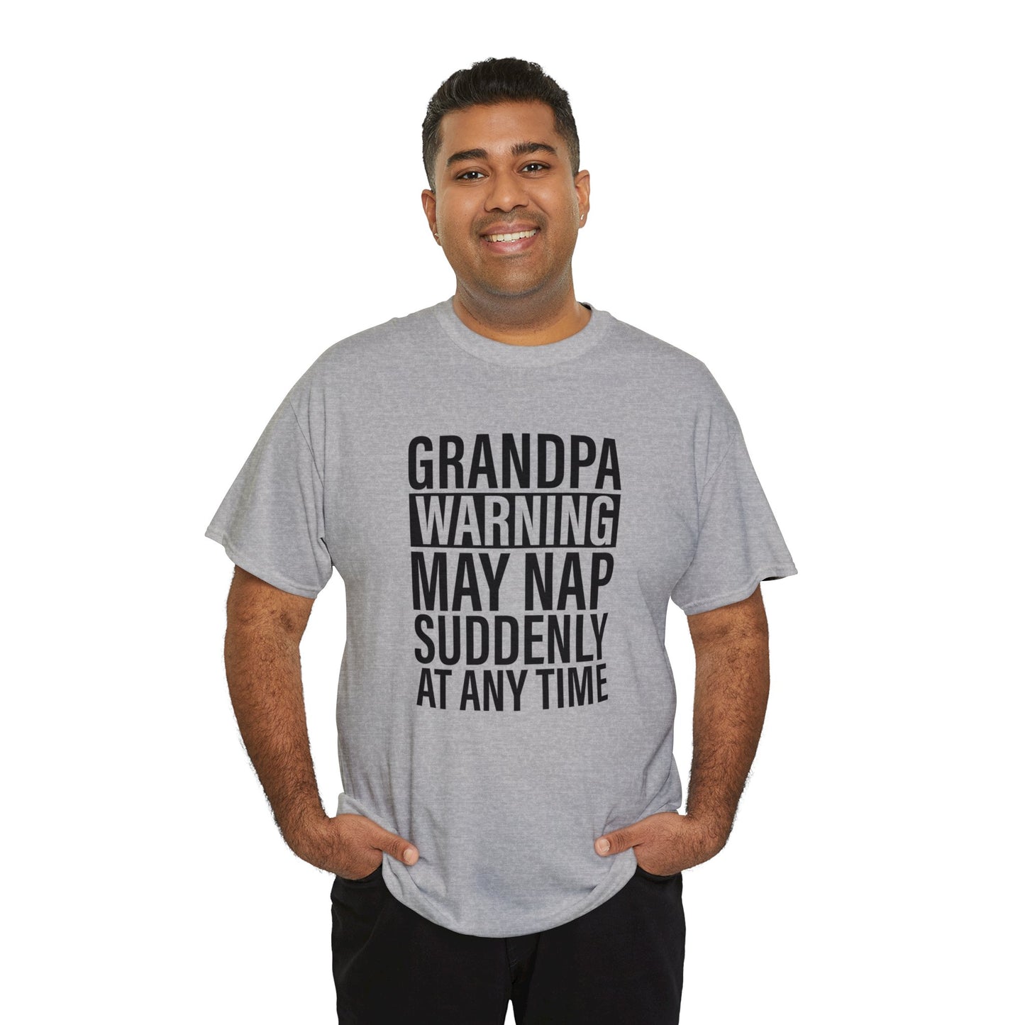 Grandpa Warning May Nap Suddenly Unisex Heavy Cotton Tee