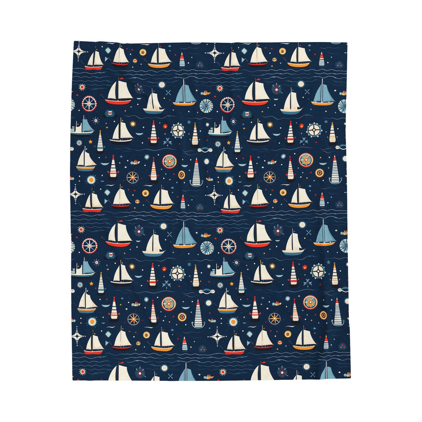 Nautical Inspired Velveteen Plush Blanket