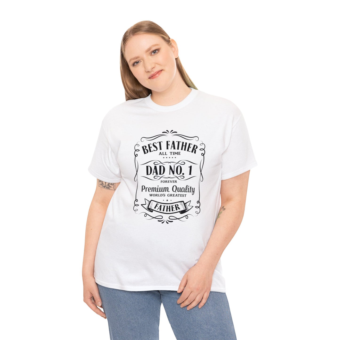 Best Father NO.1 whiskey label design Unisex Heavy Cotton Tee