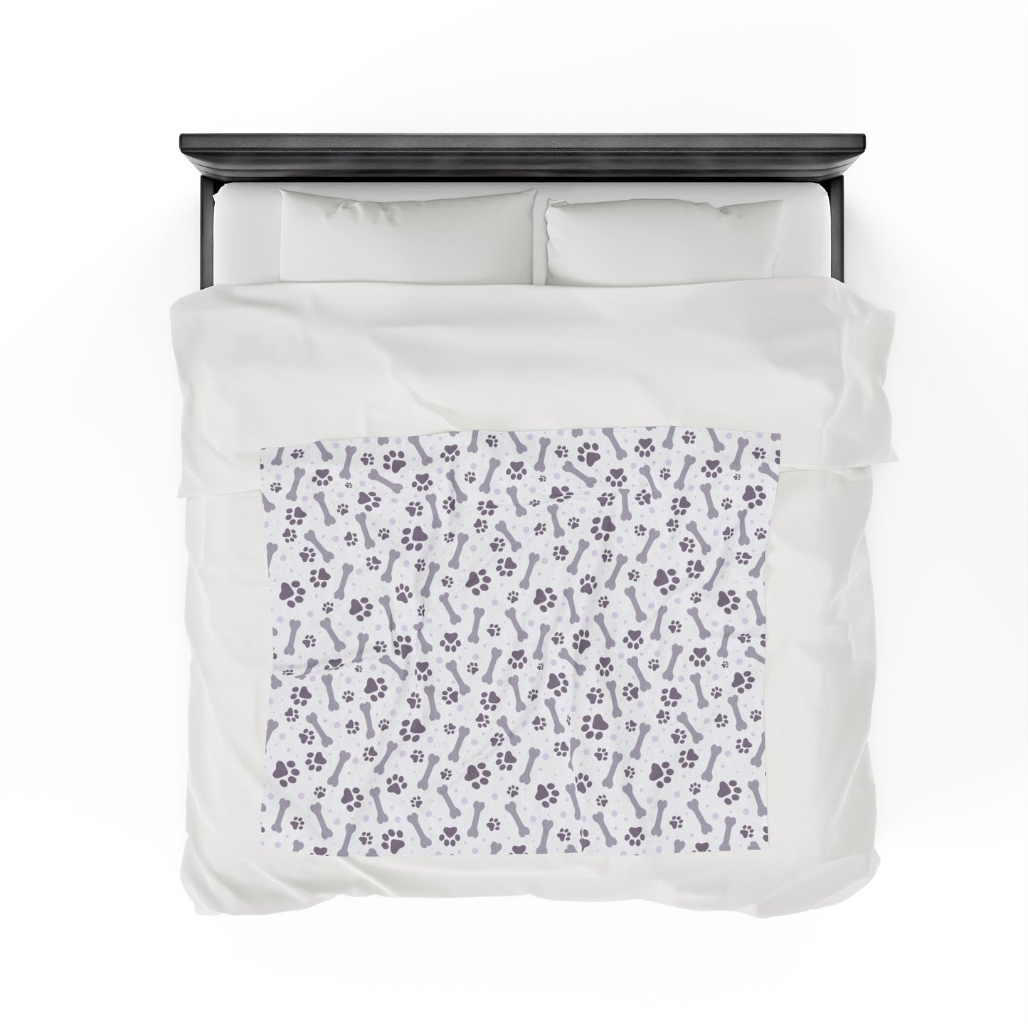 Paw and Bones Print Velveteen Plush Blanket