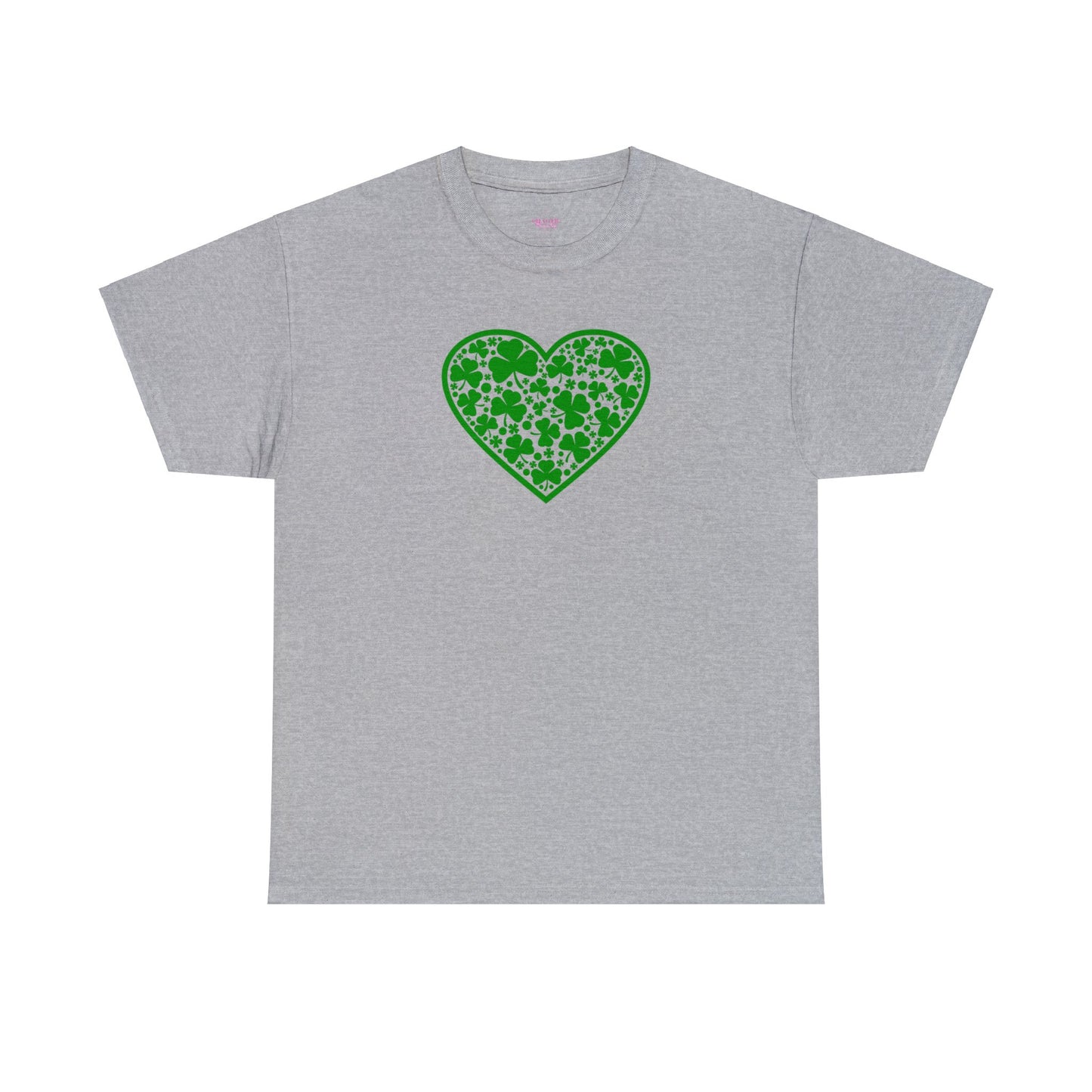 St. Patricks Day Clover Heart Unisex Heavy Cotton Tee