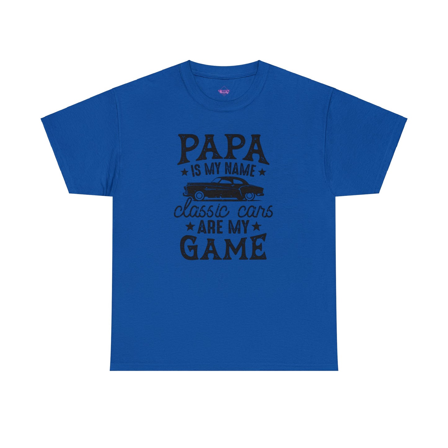 Papa Is My Name Classic Cars Are My Game Unisex Heavy Cotton Tee