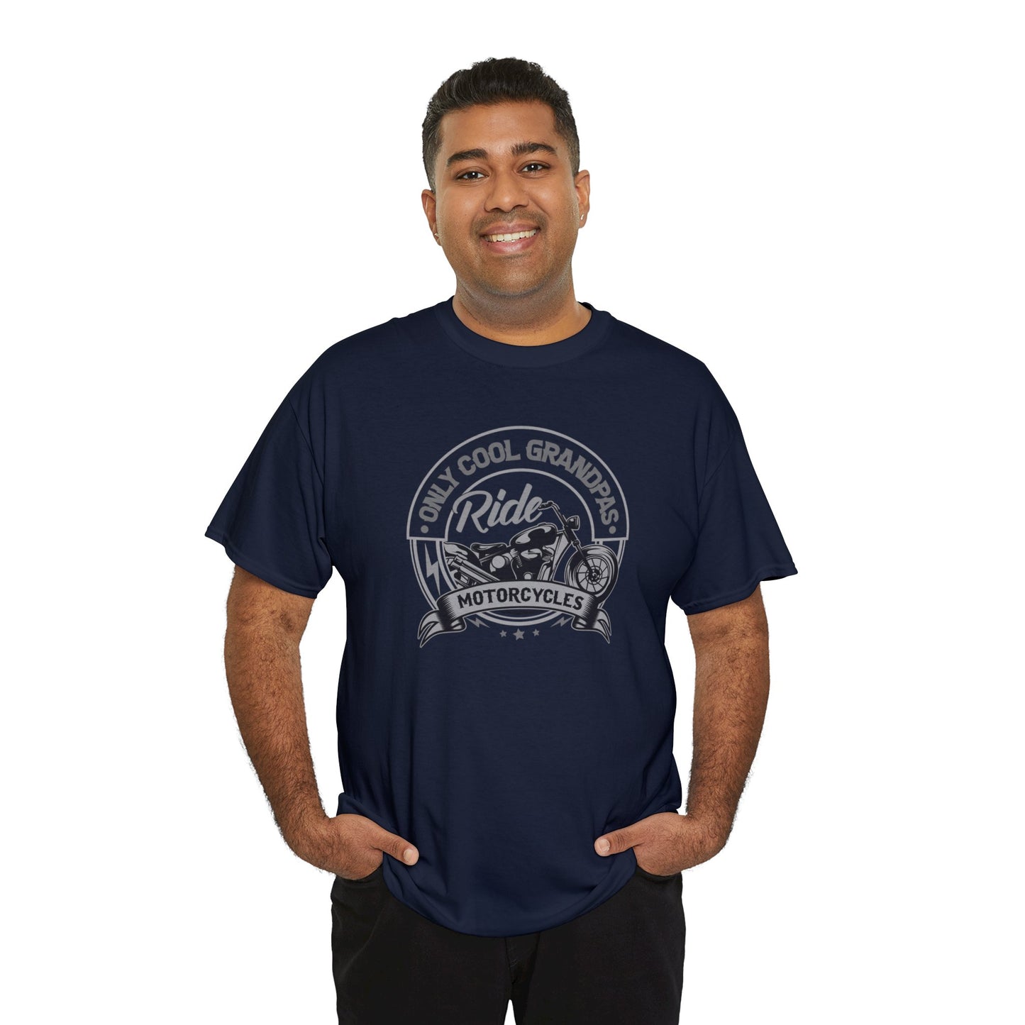 Only Cool Grandpas Ride Motorcycles Unisex Heavy Cotton Tee