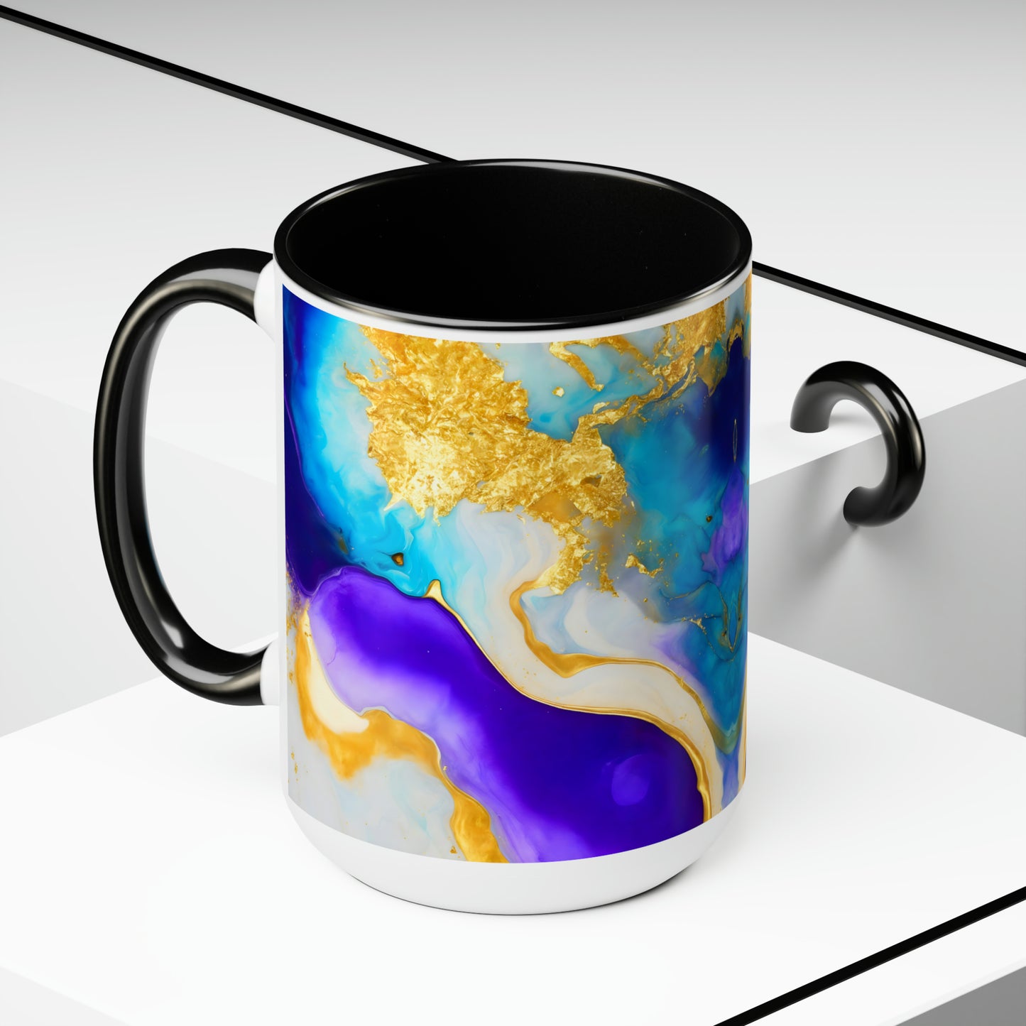 Blue Marble Two-Tone Coffee Mugs, 15oz