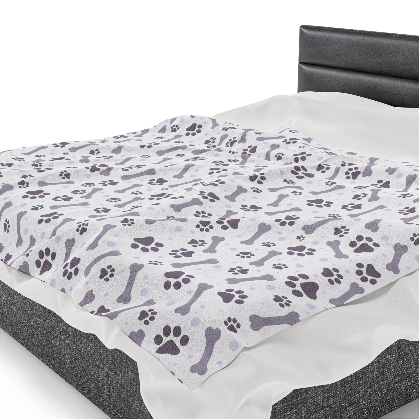 Paw and Bones Print Velveteen Plush Blanket