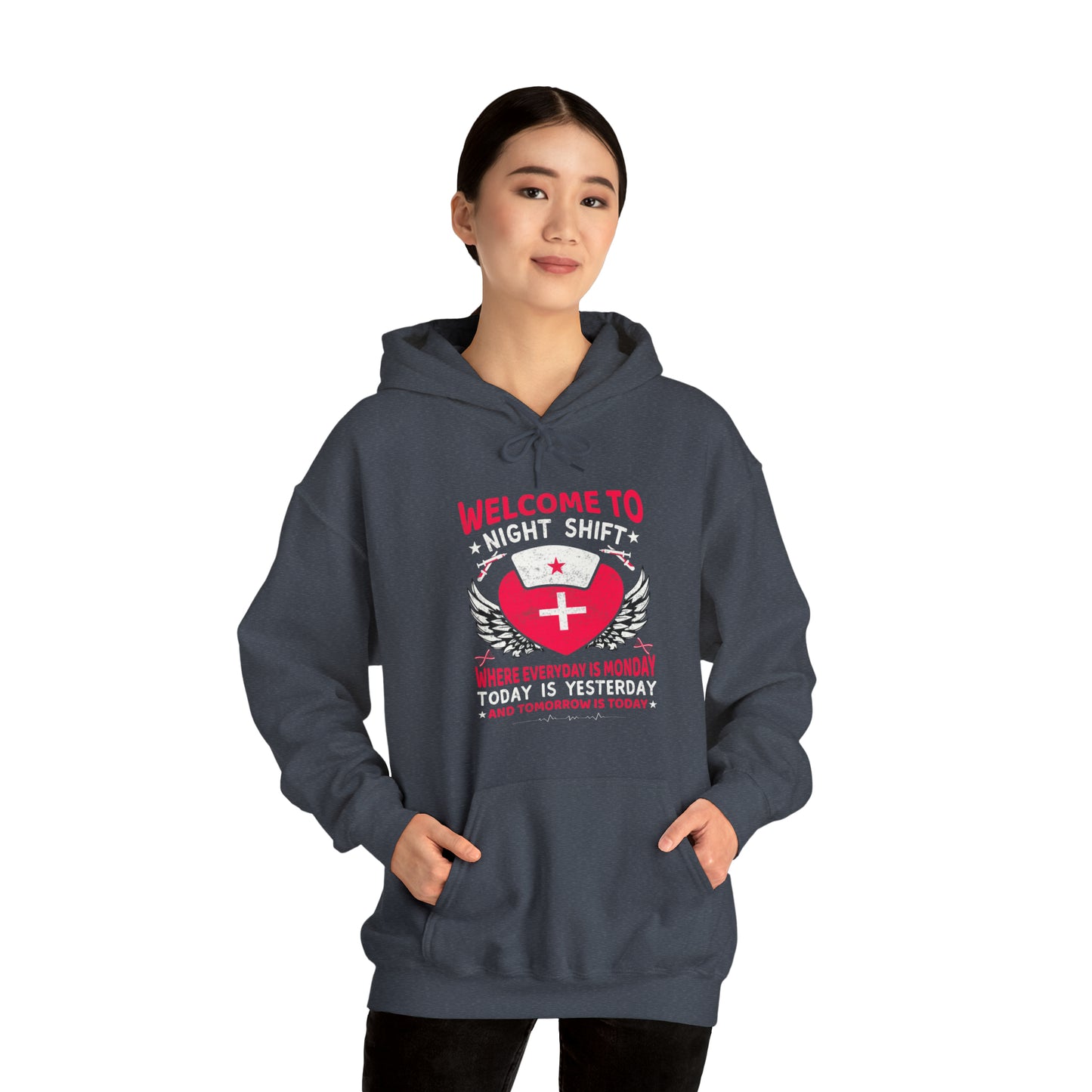 Welcome to the Nightshift Nurse Unisex Heavy Blend™ Hooded Sweatshirt