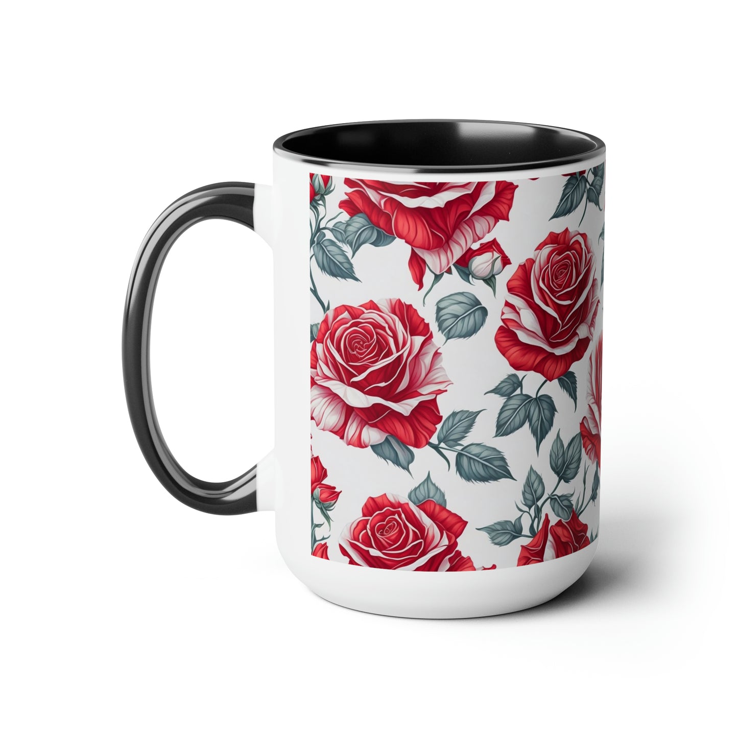 Roses Two-Tone Coffee Mugs, 15oz