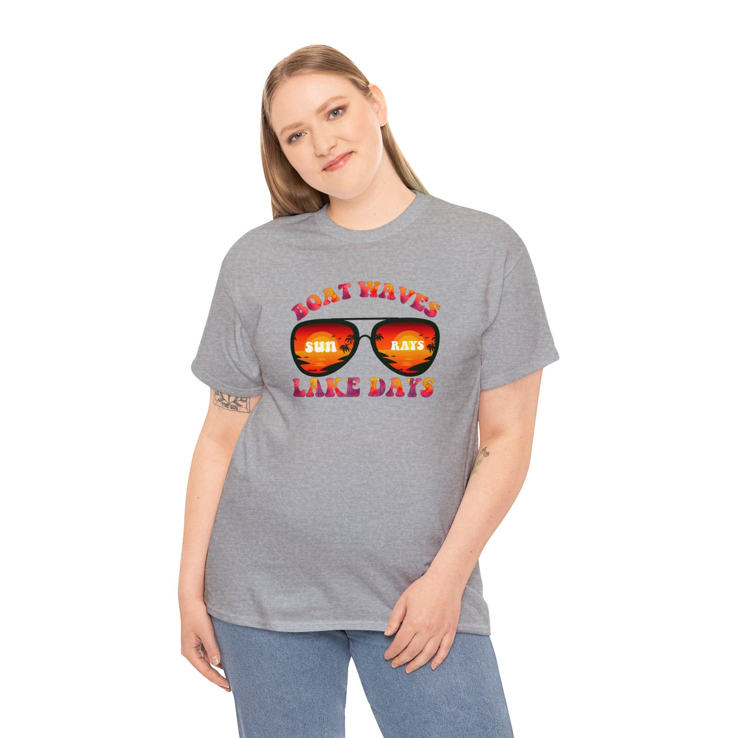 BEACH WAVES LAKE DAYS Unisex Heavy Cotton Tee