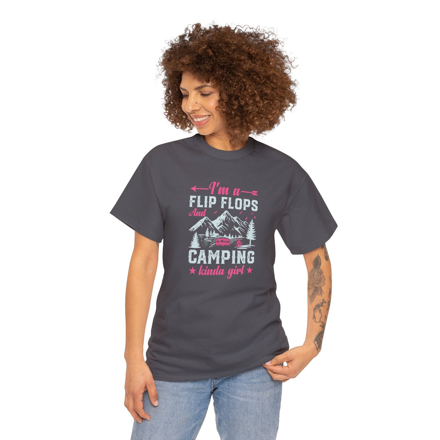 FlipFlops Camping Kinda Girl Unisex Heavy Cotton Tee