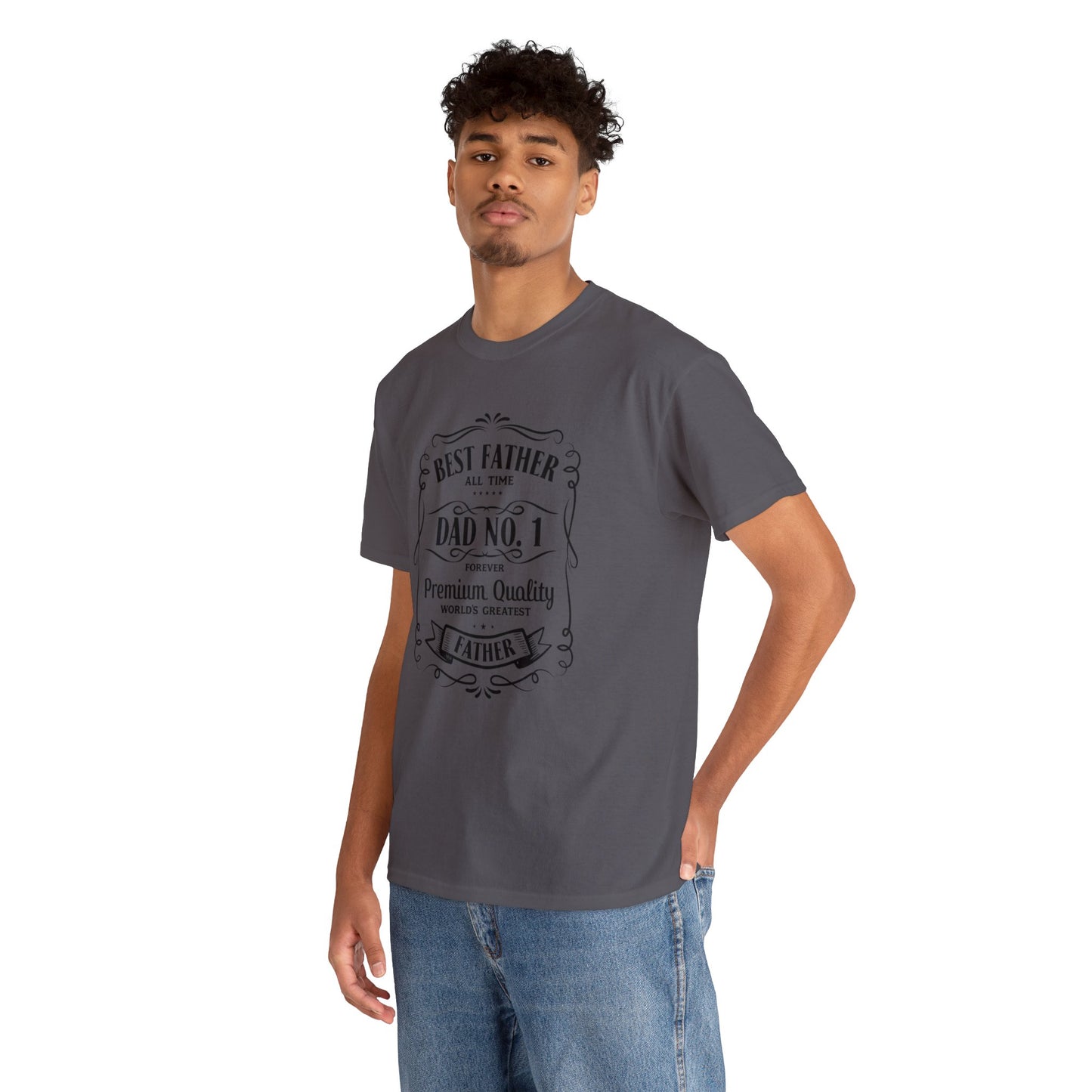 Best Father NO.1 whiskey label design Unisex Heavy Cotton Tee