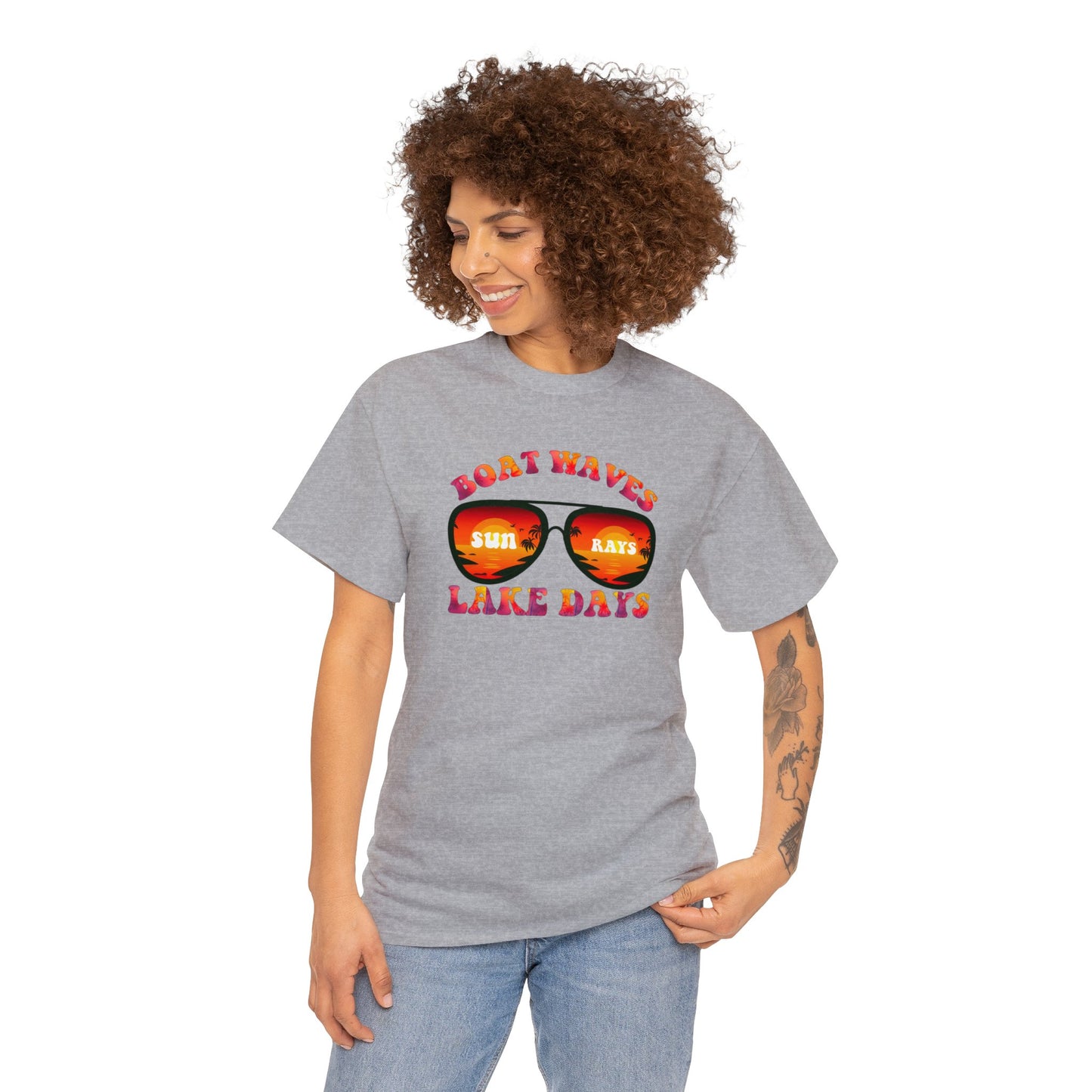 BEACH WAVES LAKE DAYS Unisex Heavy Cotton Tee