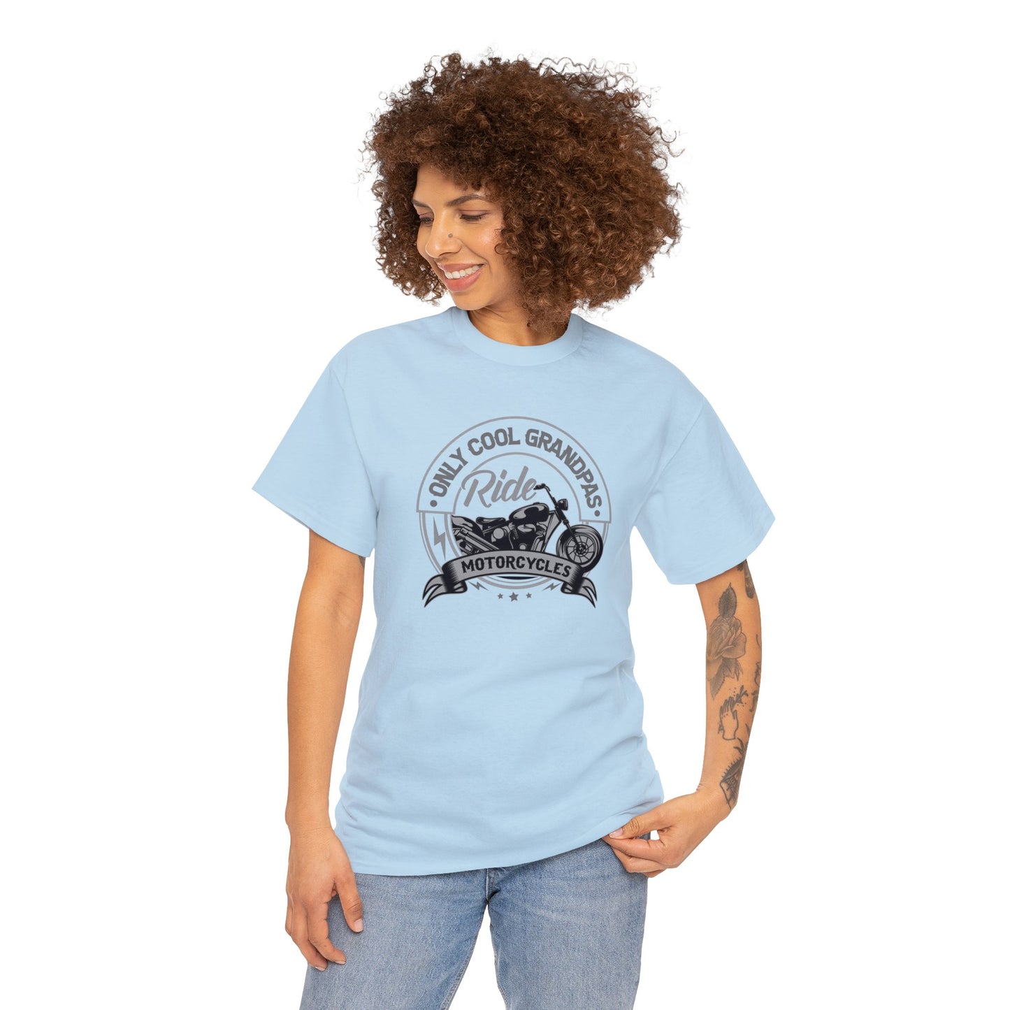 Only Cool Grandpas Ride Motorcycles Unisex Heavy Cotton Tee
