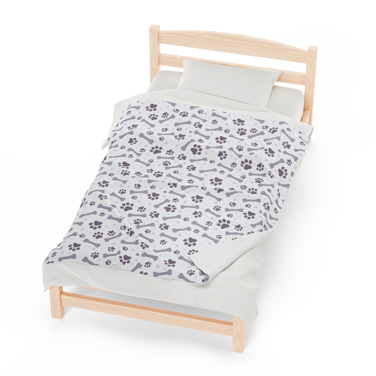 Paw and Bones Print Velveteen Plush Blanket