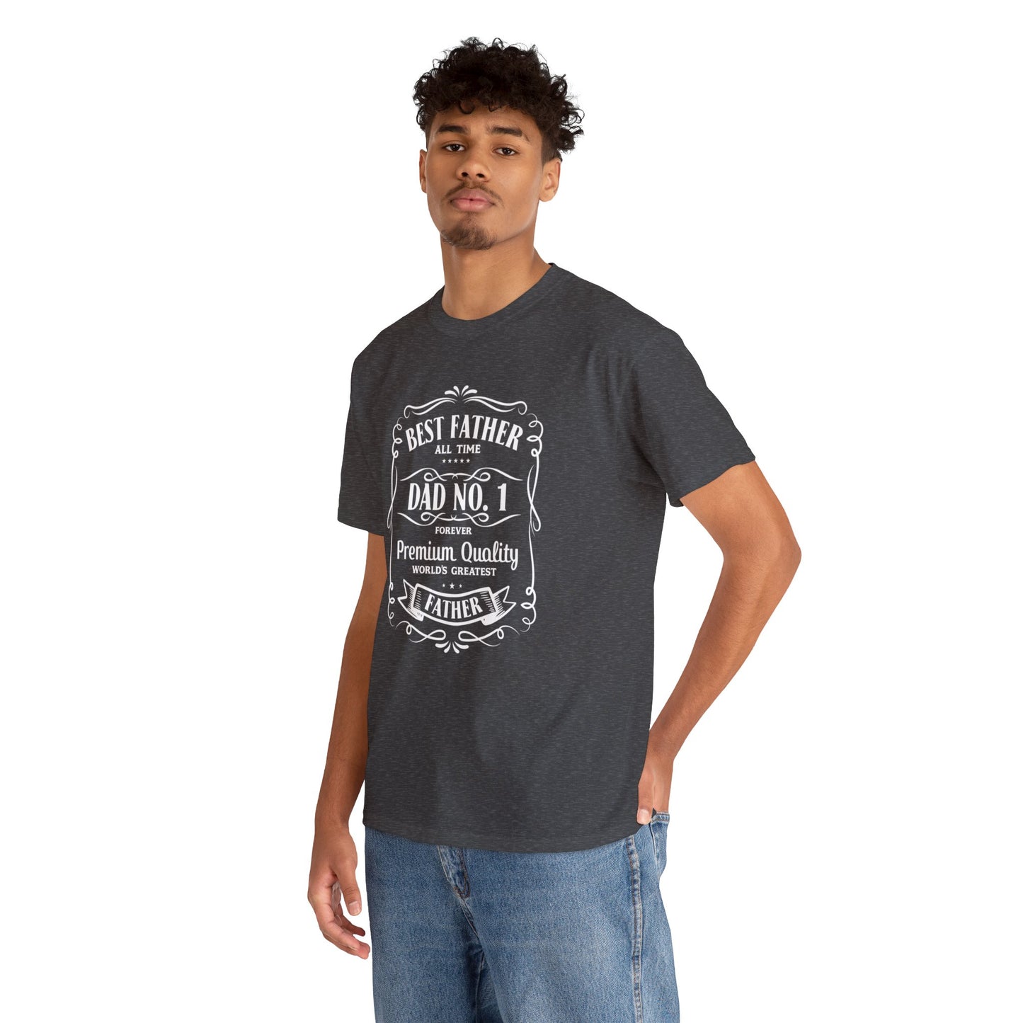 Best Father NO.1 whiskey label design Unisex Heavy Cotton Tee