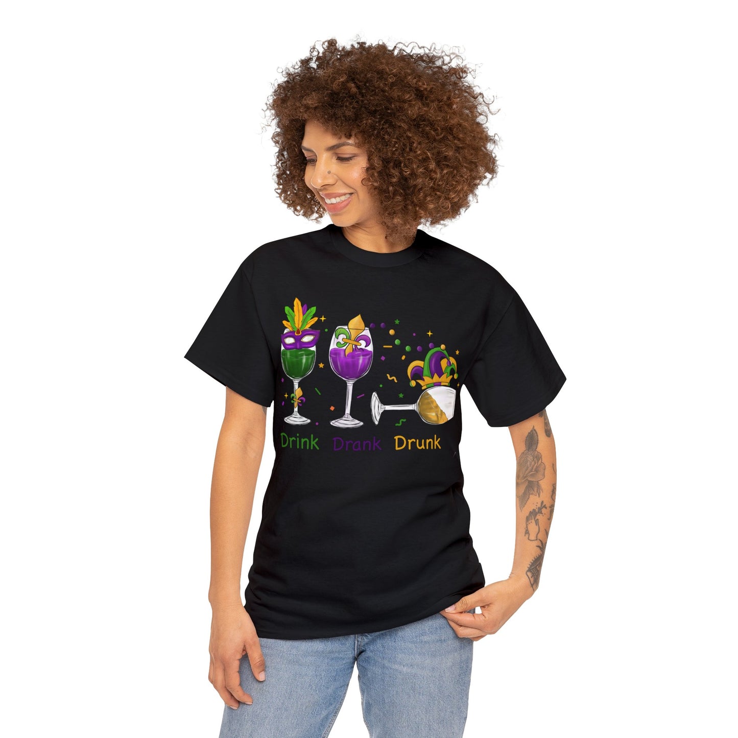 Mardi Gras Drink Drank Drunk Unisex Heavy Cotton Tee