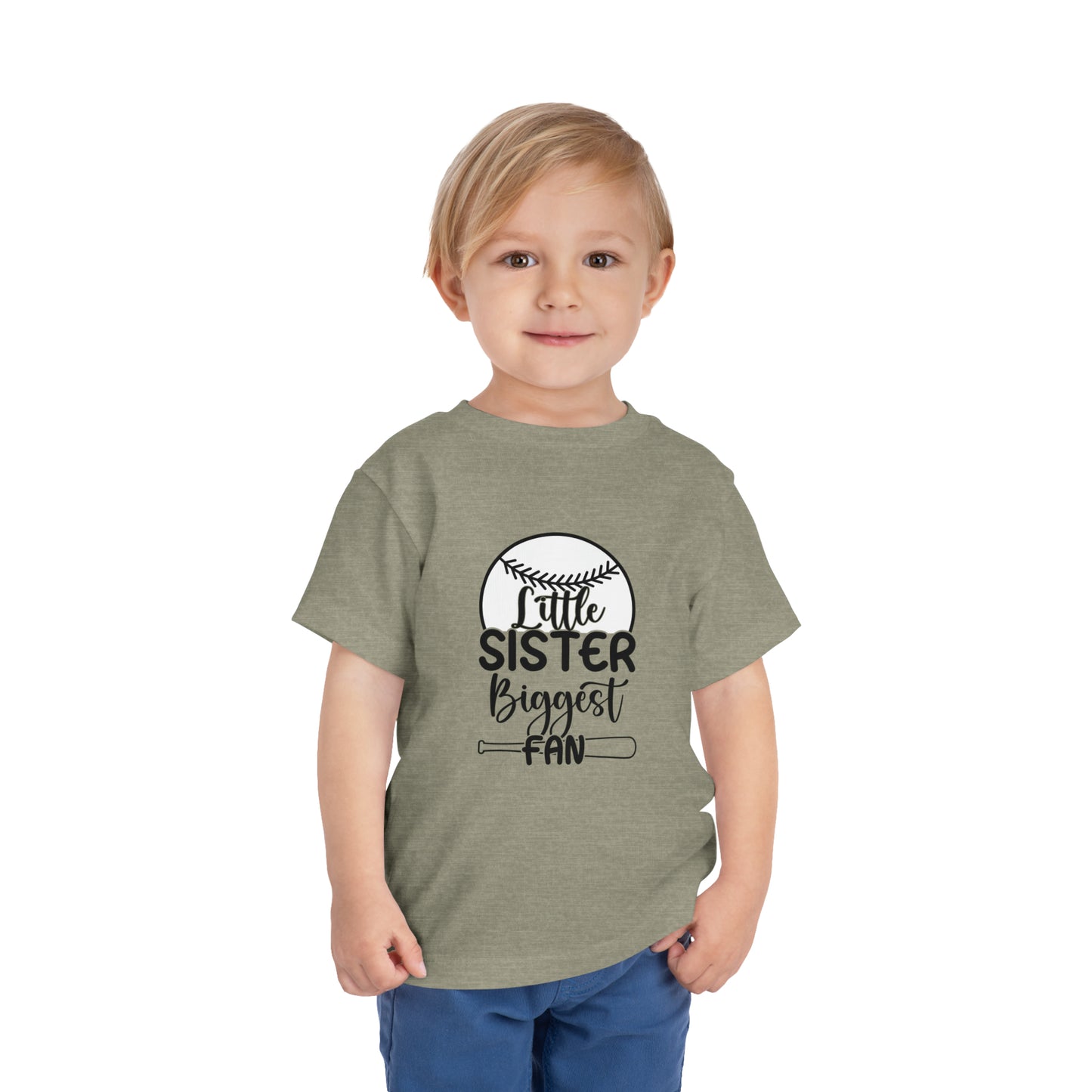 Little Sister Biggest Fan baseball Toddler Short Sleeve Tee