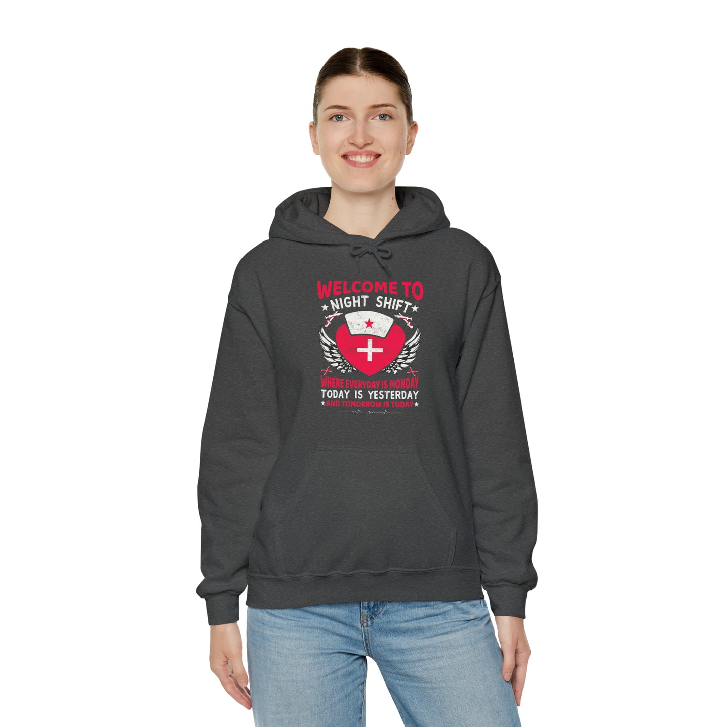 Welcome to the Nightshift Nurse Unisex Heavy Blend™ Hooded Sweatshirt