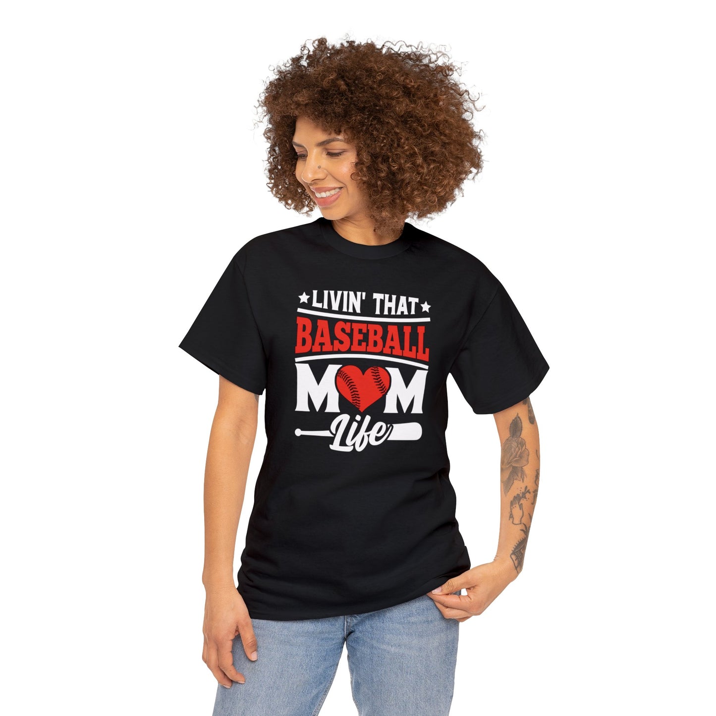 Livin That Baseball MOM Life shirt Unisex Heavy Cotton Tee